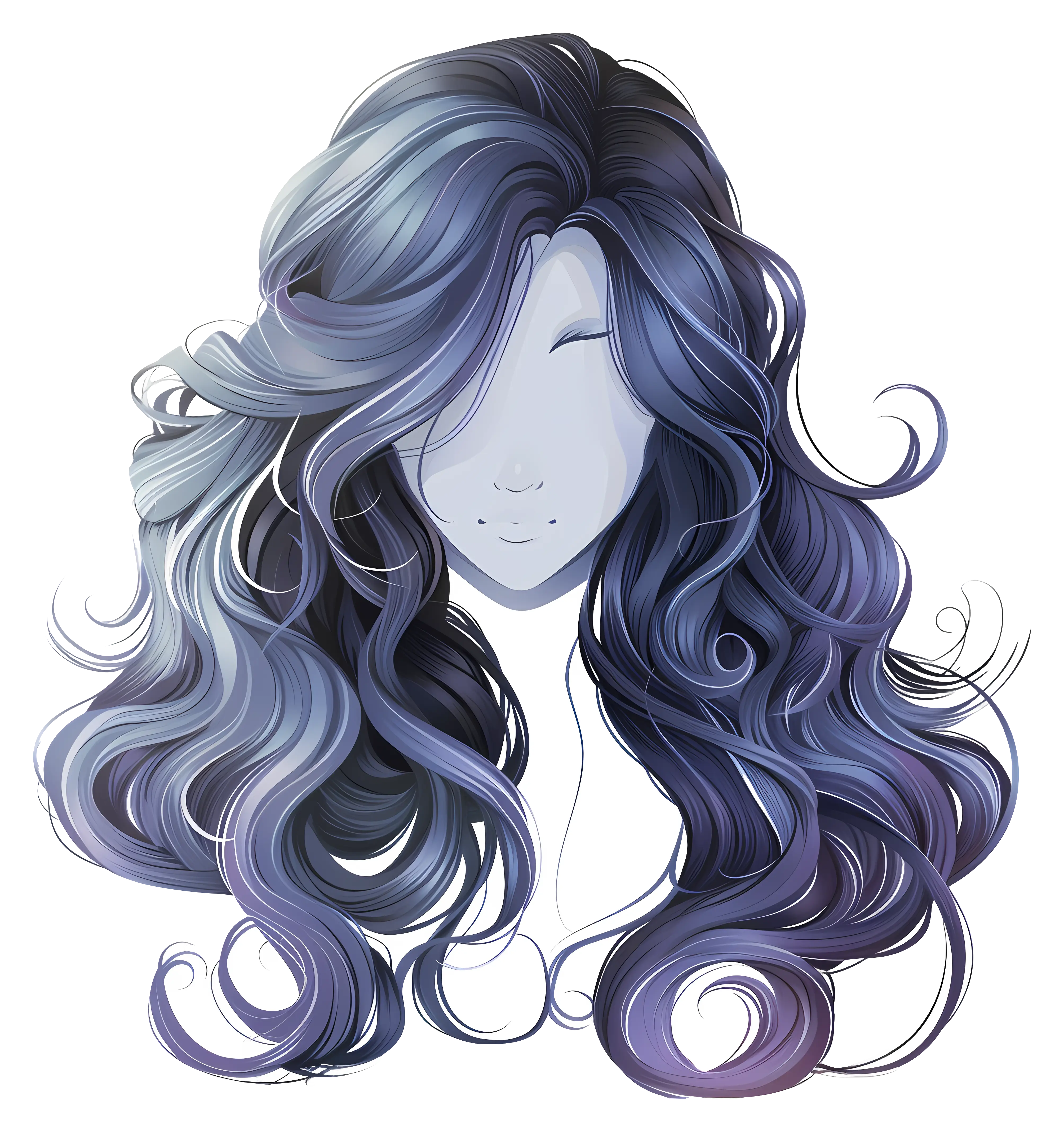 Character with Blue Wavy Hair