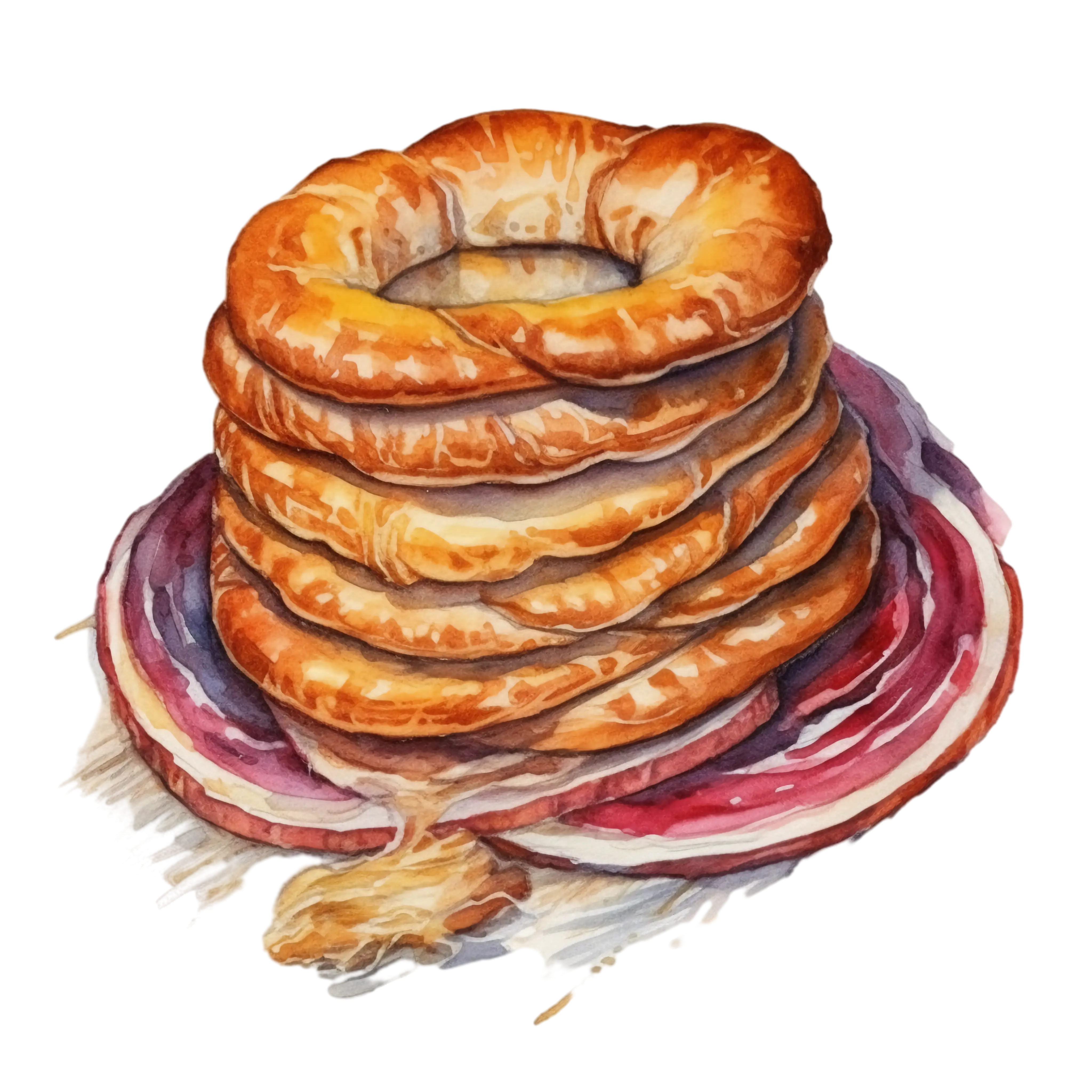 Stacked Bagels on a Plate