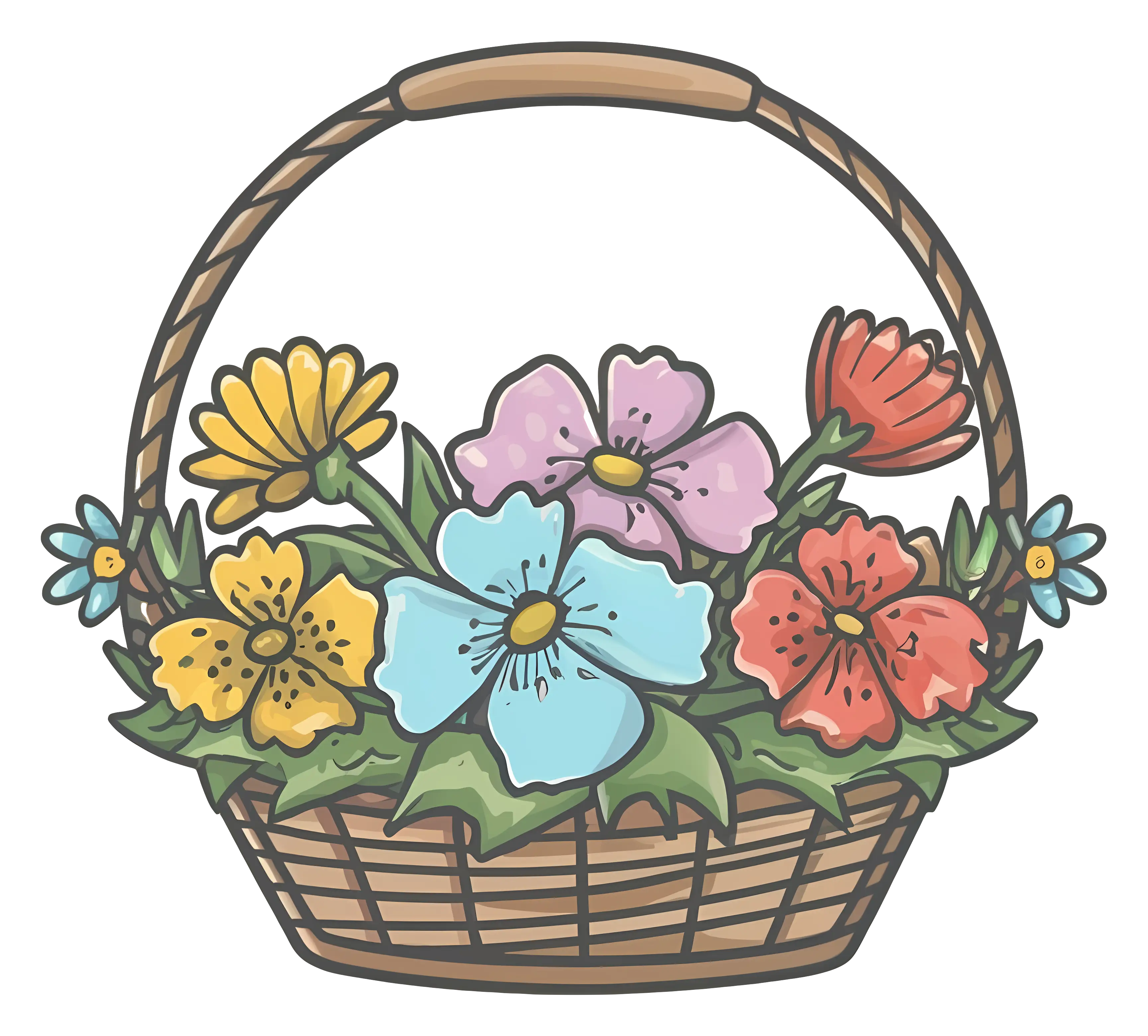 Beautiful Basket Filled with Vibrant Flowers