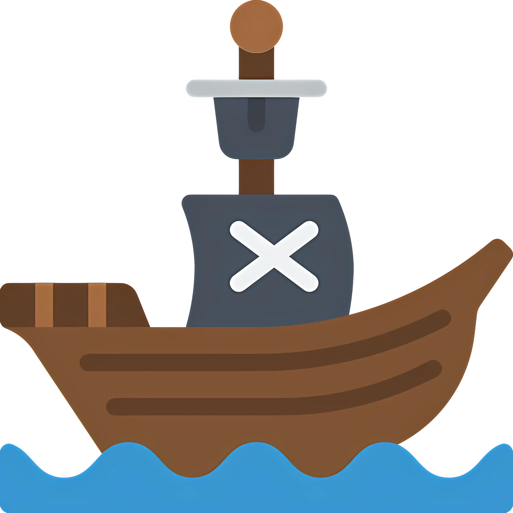 Brown Pirate Ship on Blue Waves