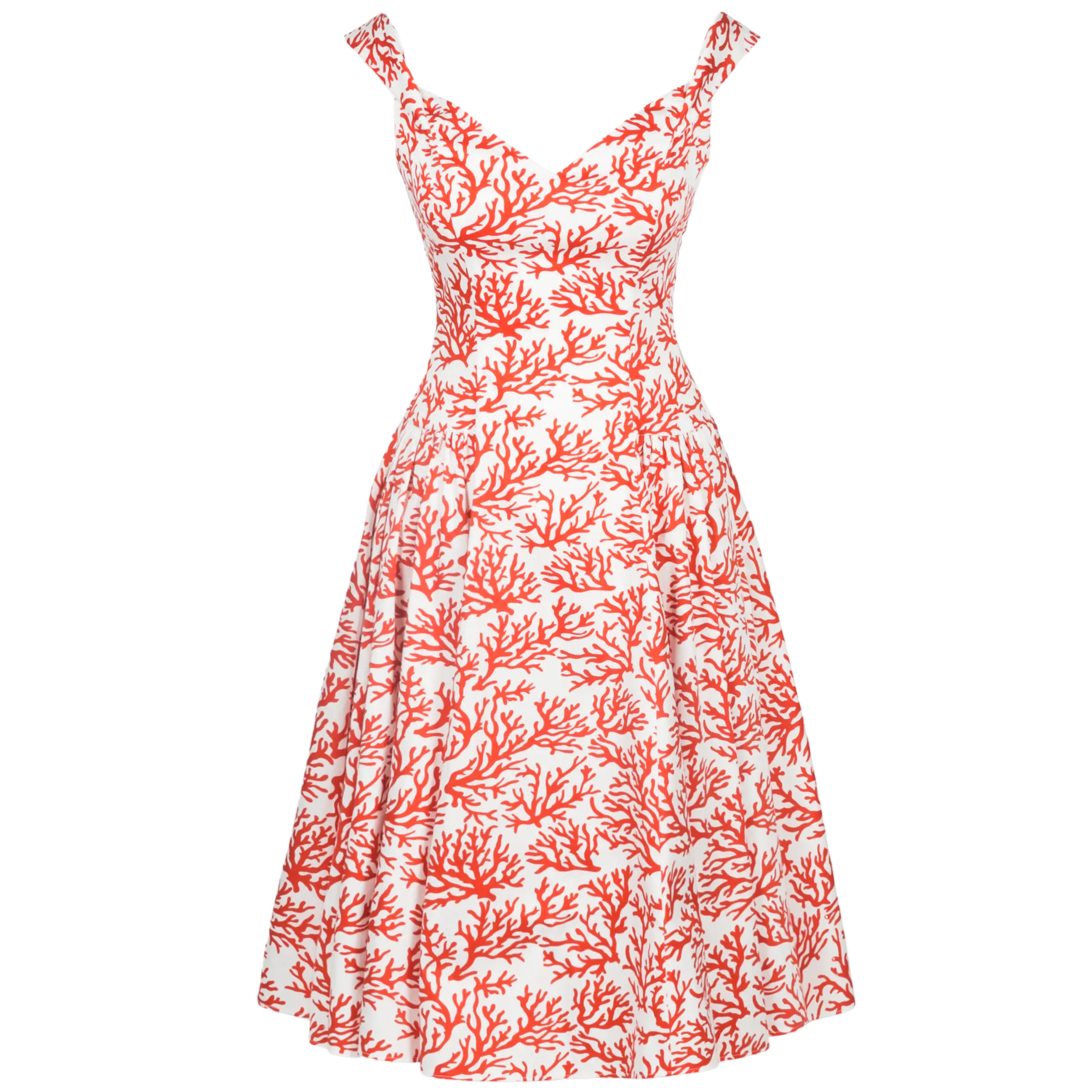 White Dress with Coral Pattern
