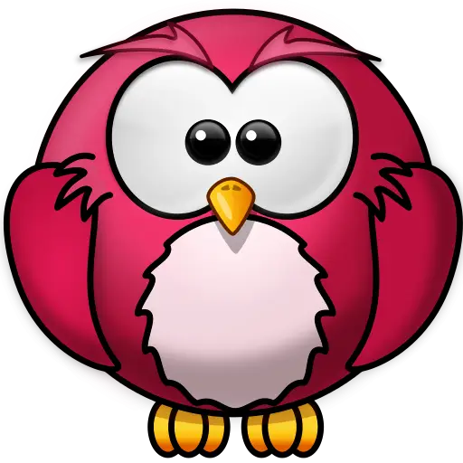 Pink Cartoon Owl with Big Eyes