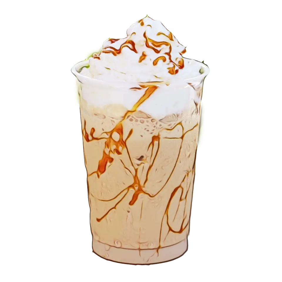 Iced Coffee with Whipped Cream and Caramel Drizzle