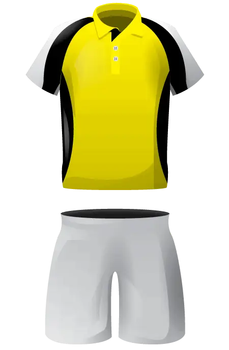 Sports Uniform in Yellow and Black with Shorts
