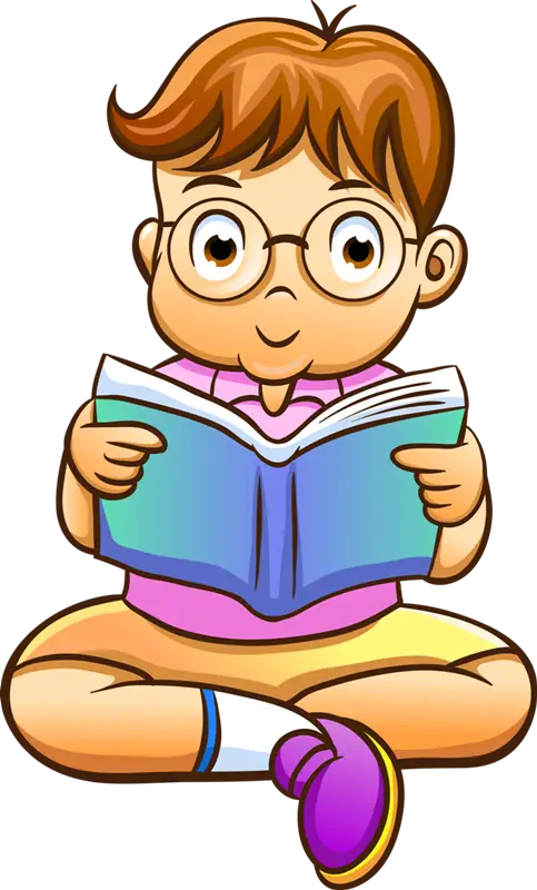 Cartoon Child Reading a Book