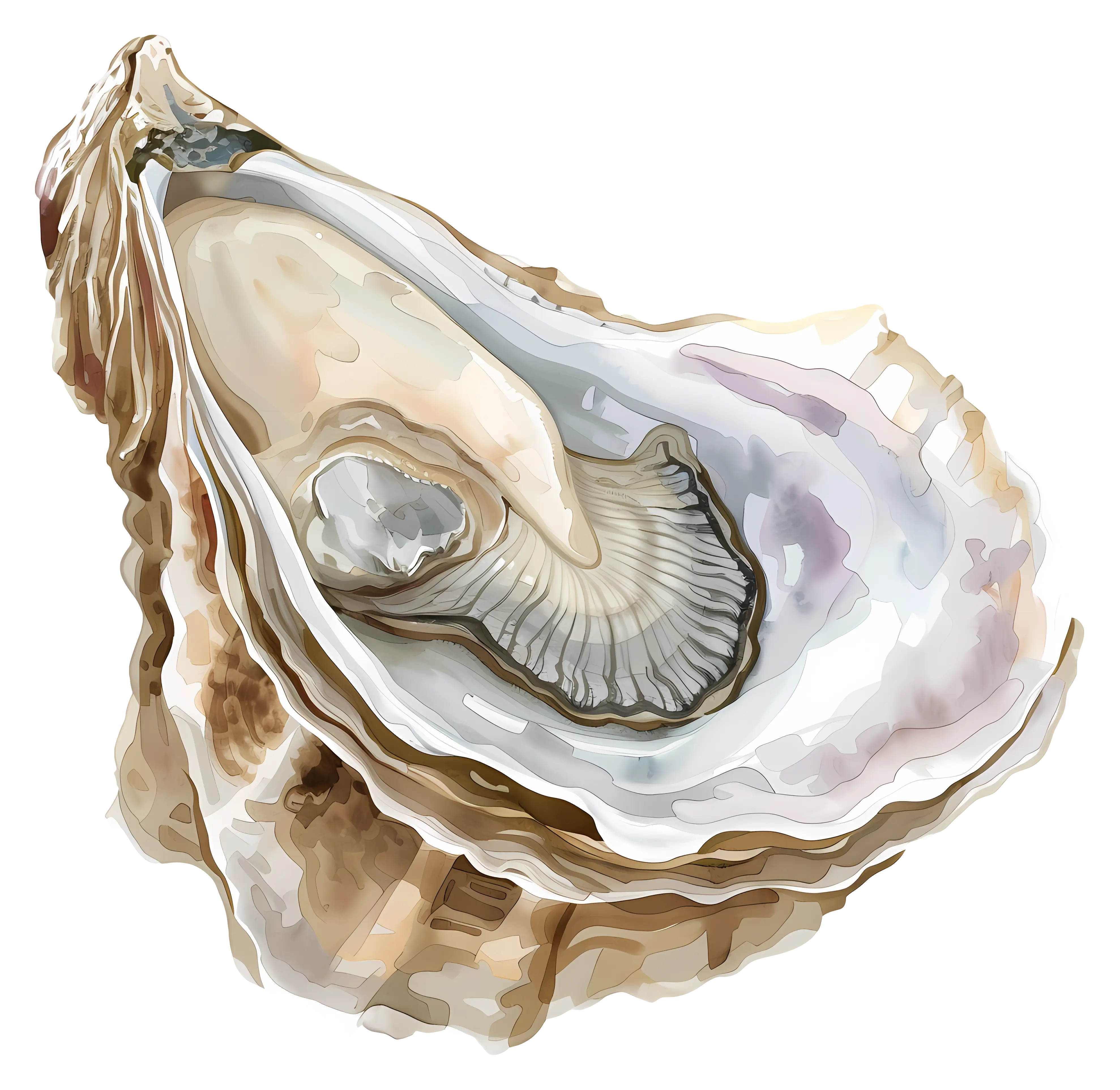 Open Oyster with Shell Illustration