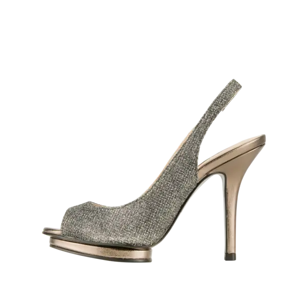 Elegant Metallic High-Heeled Slingback Shoe