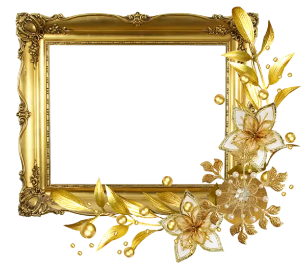 Golden Floral Photo Frame for Elegant Decoration