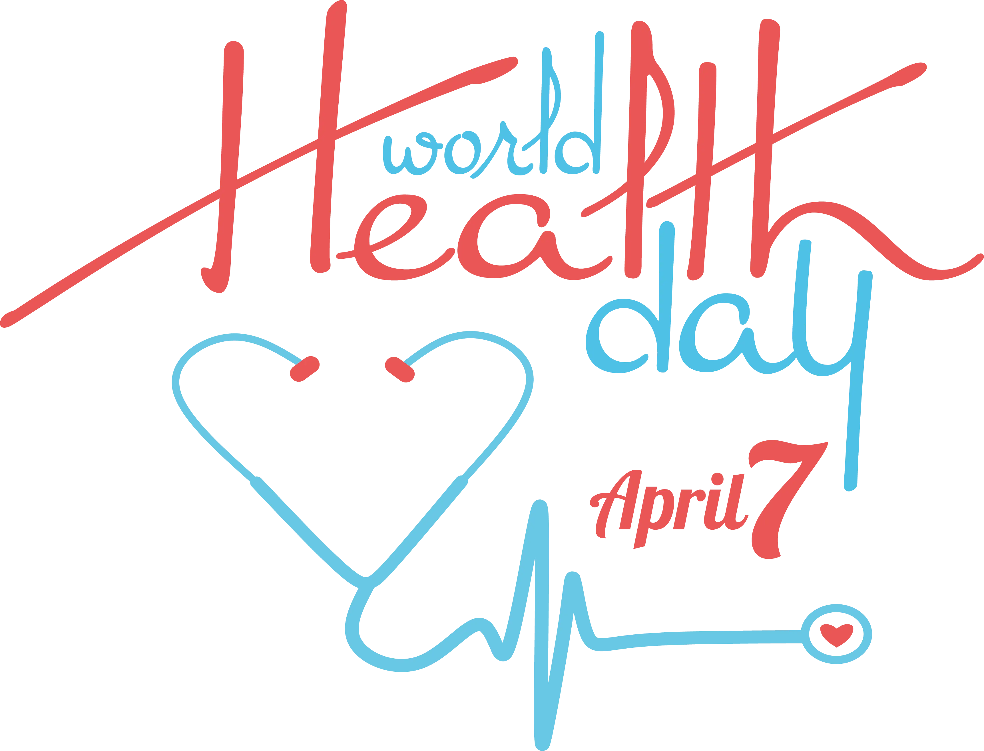 Heart and Heartbeat Graphic for World Health Day