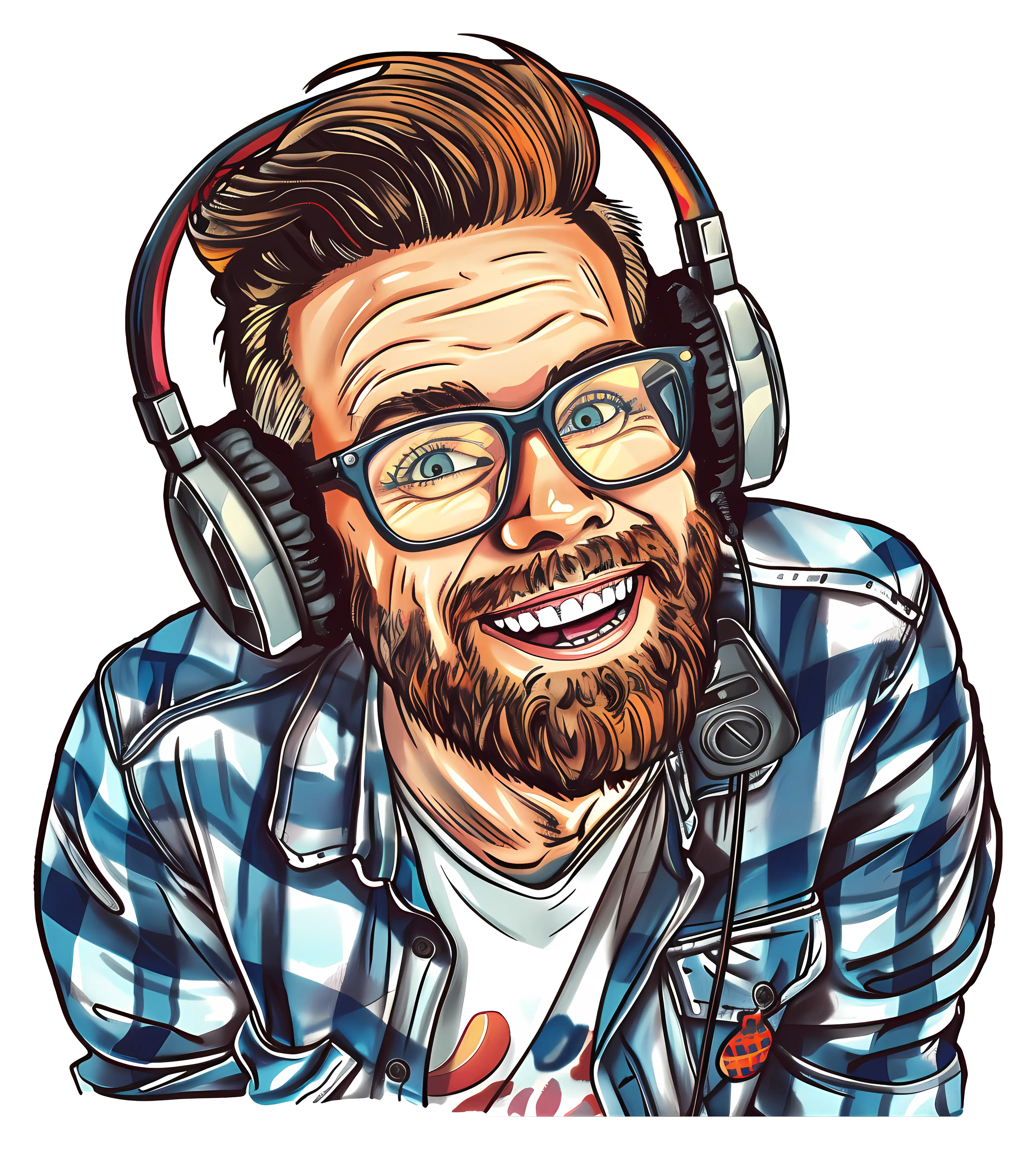 Smiling Man with Headphones and Glasses