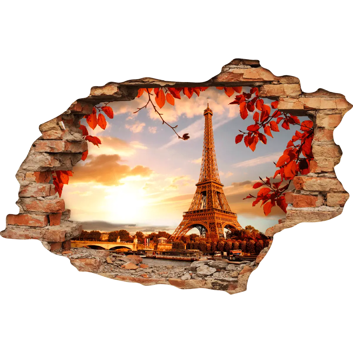 Eiffel Tower Through Brick Wall