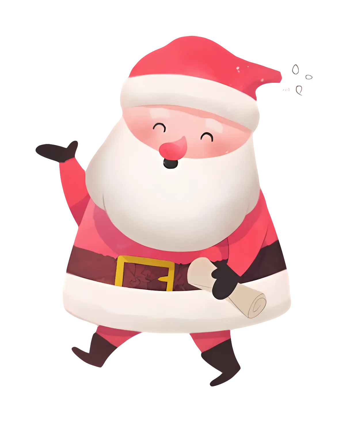 Playful Santa Claus with Christmas Scroll Illustration