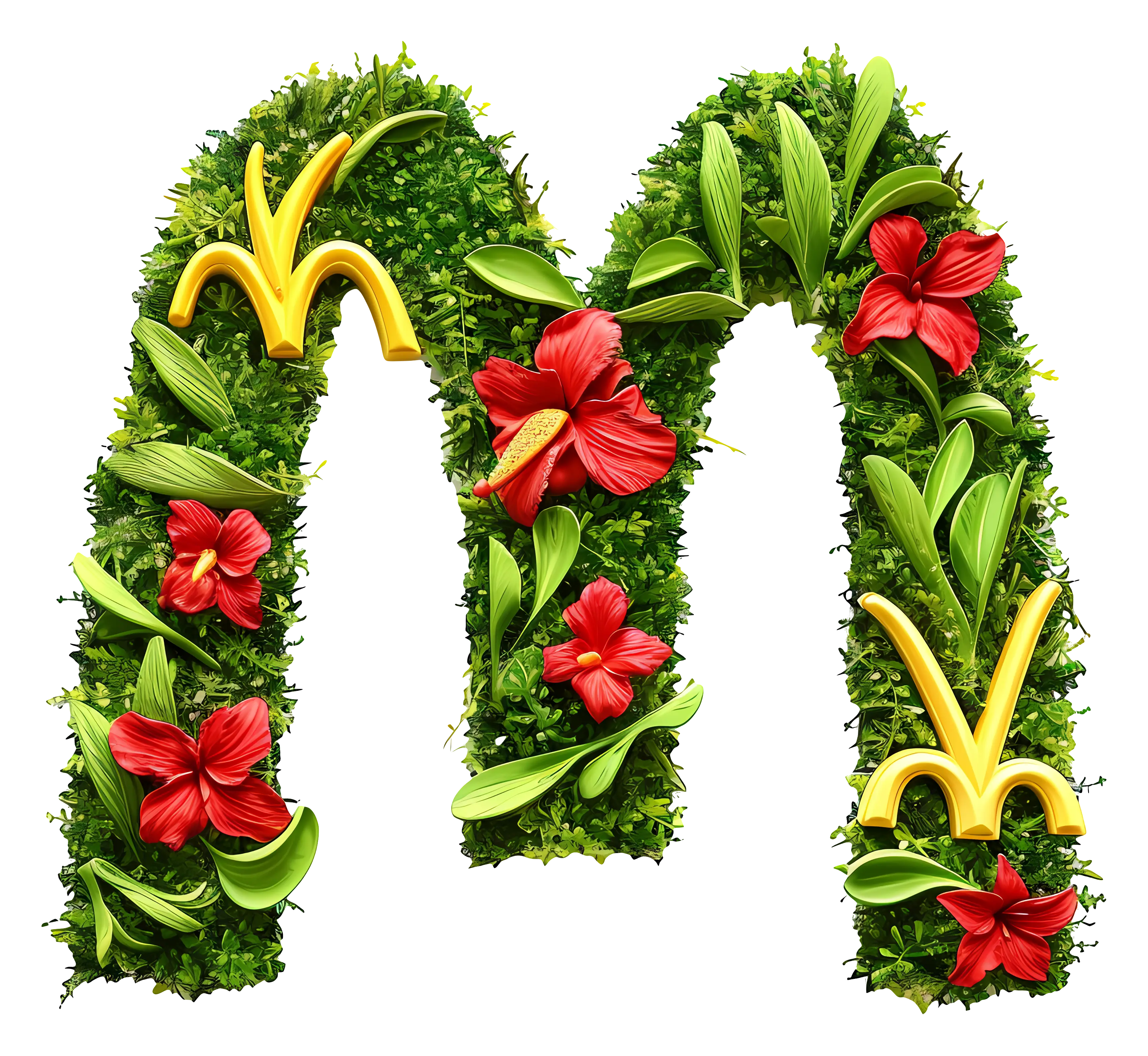 Leafy Floral Letter M Decoration