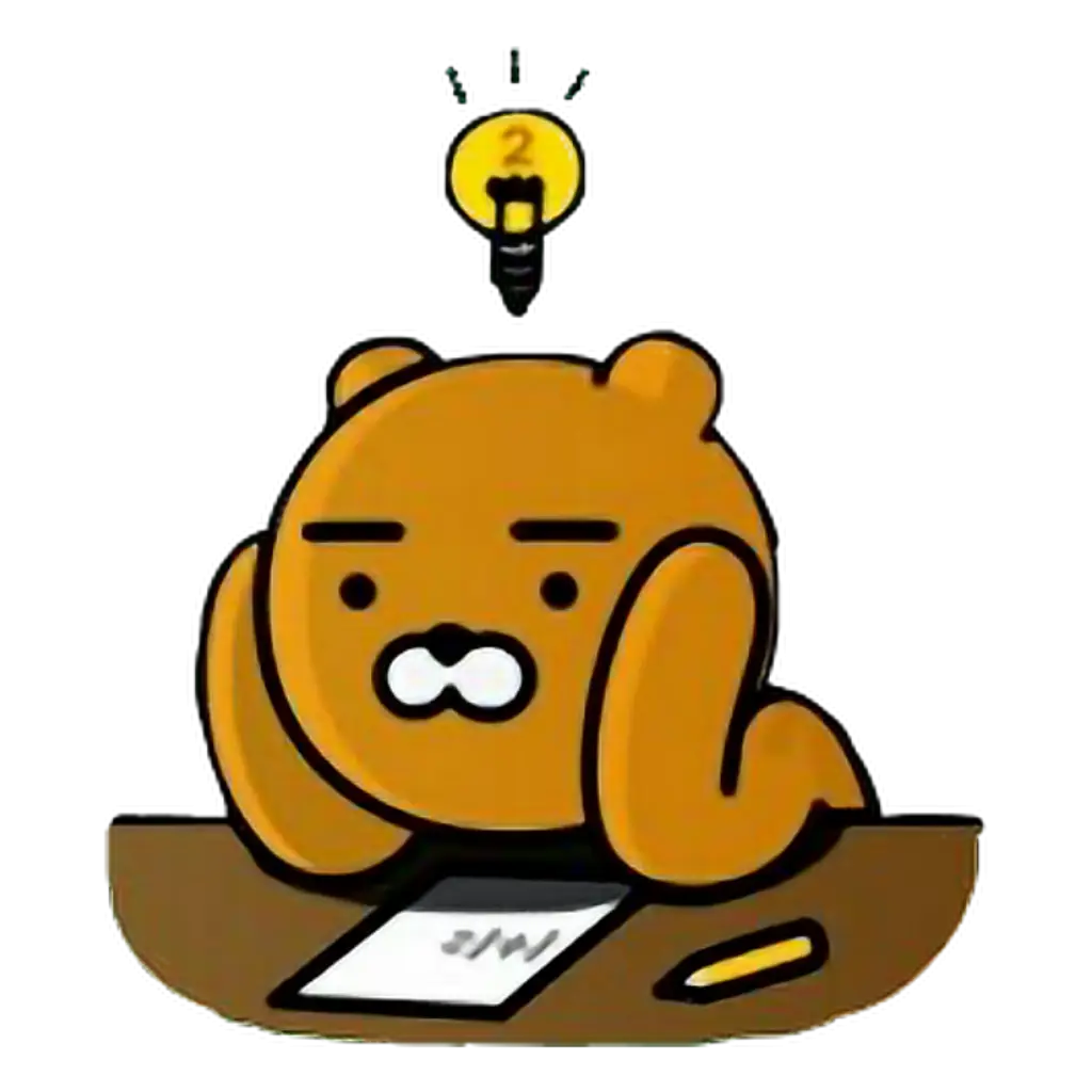 Cartoon Bear with Idea Light Bulb
