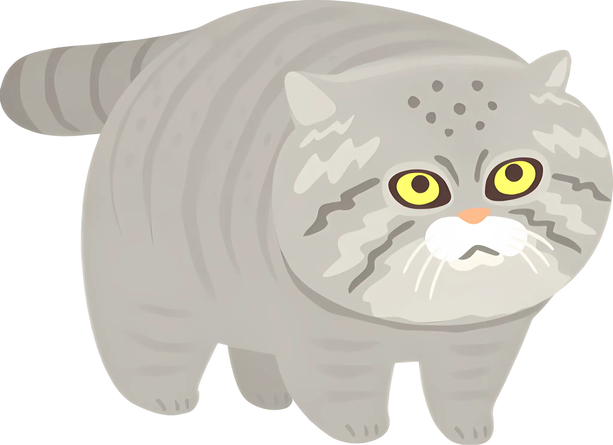 Gray Fluffy Cat Cartoon Illustration