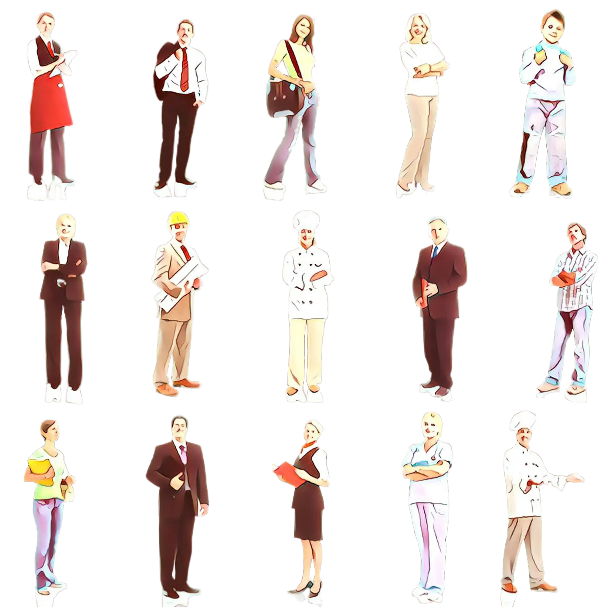 Illustration of Diverse Professions in Various Roles