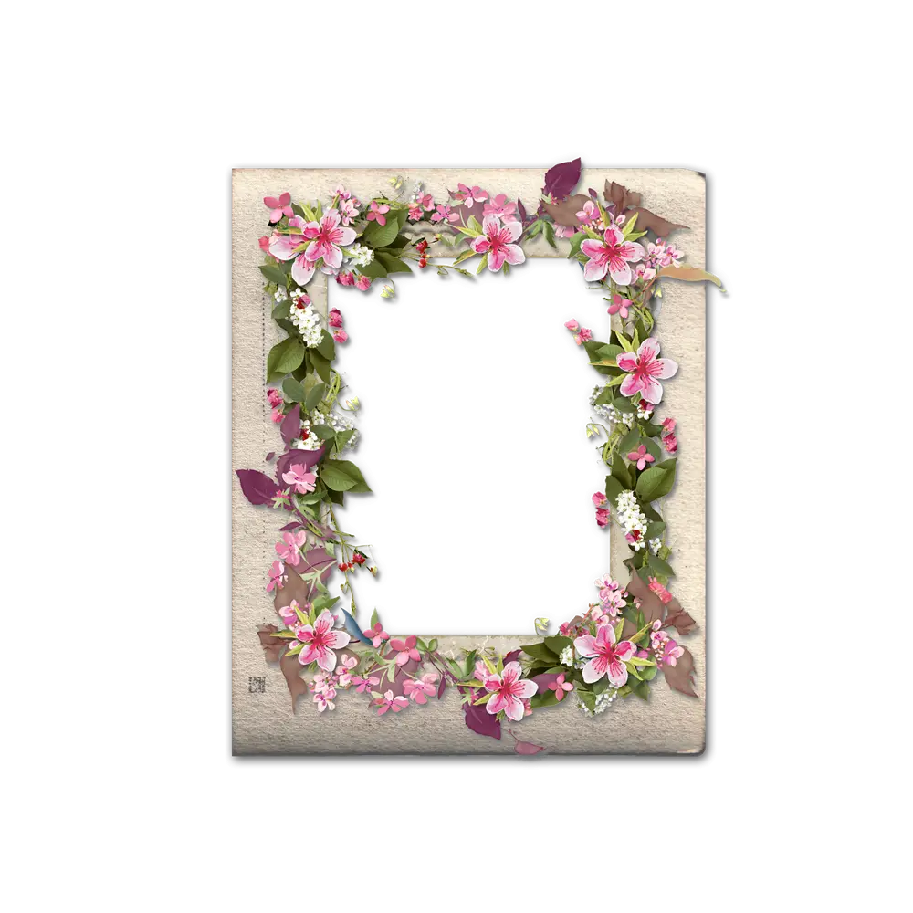 Decorative Floral Frame with Pink Flowers