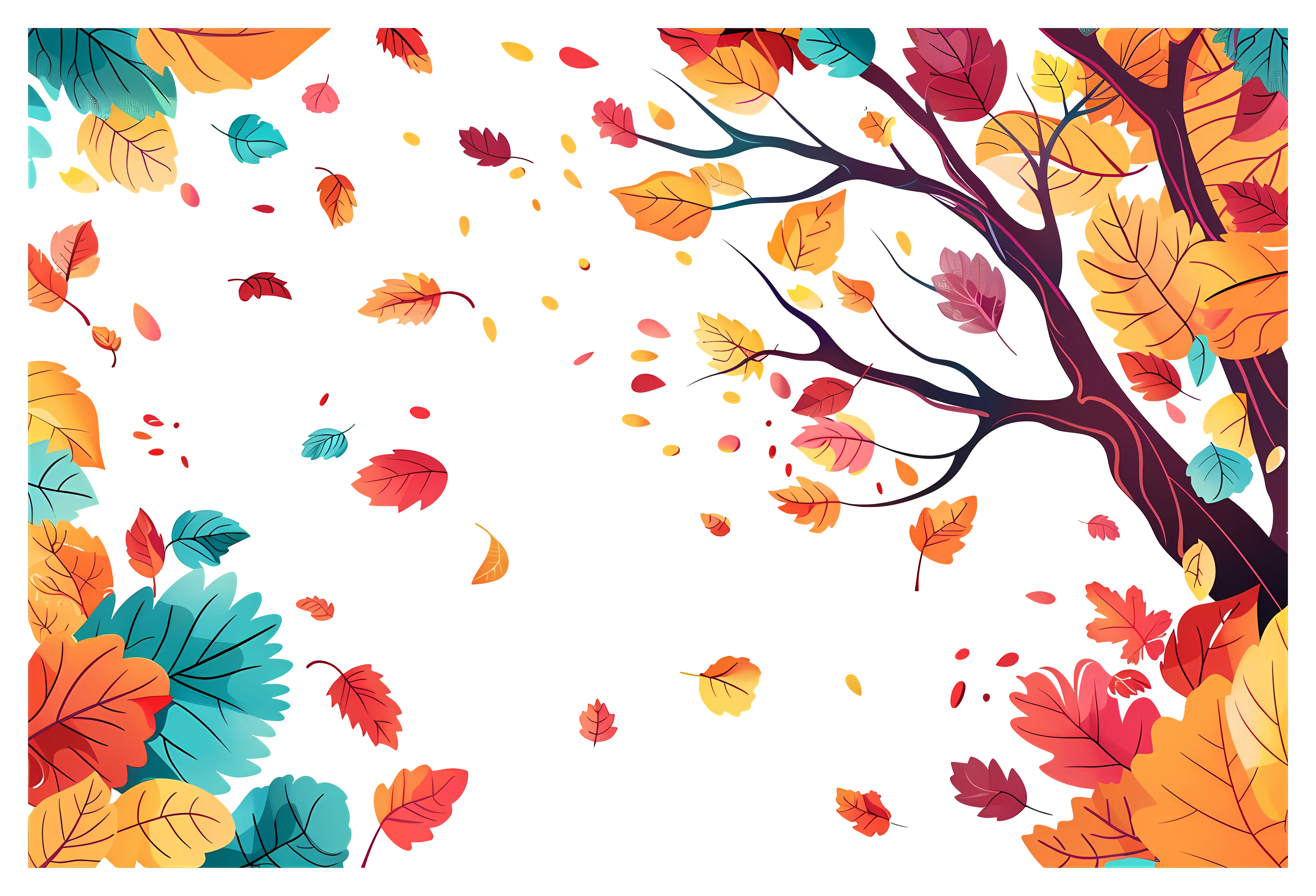 Autumn Leaves Background with Tree Details