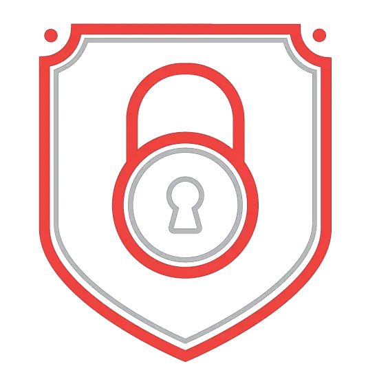 Red Lock on Shield Security Icon