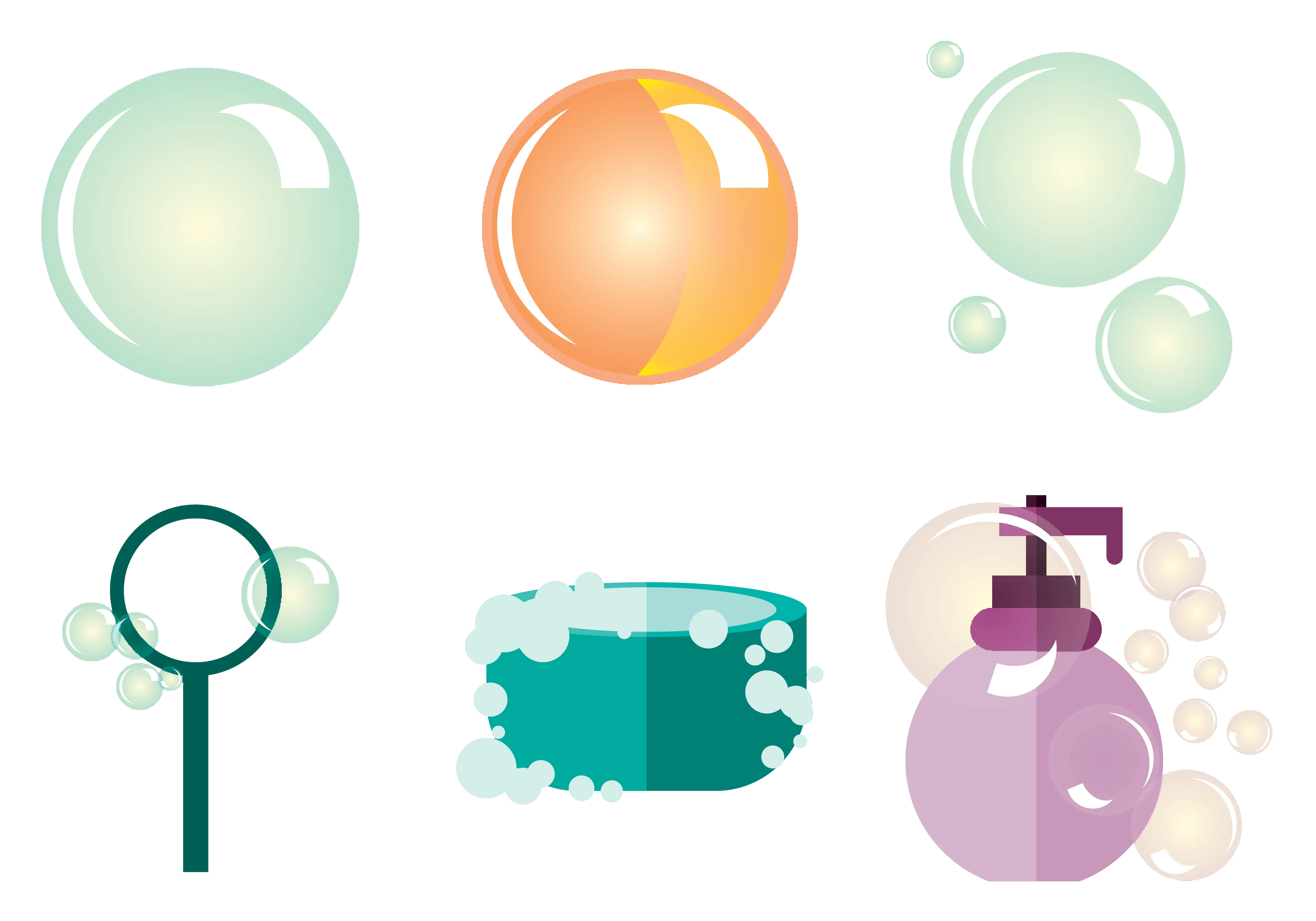 Colorful Soap Bubbles and Cleaning Items