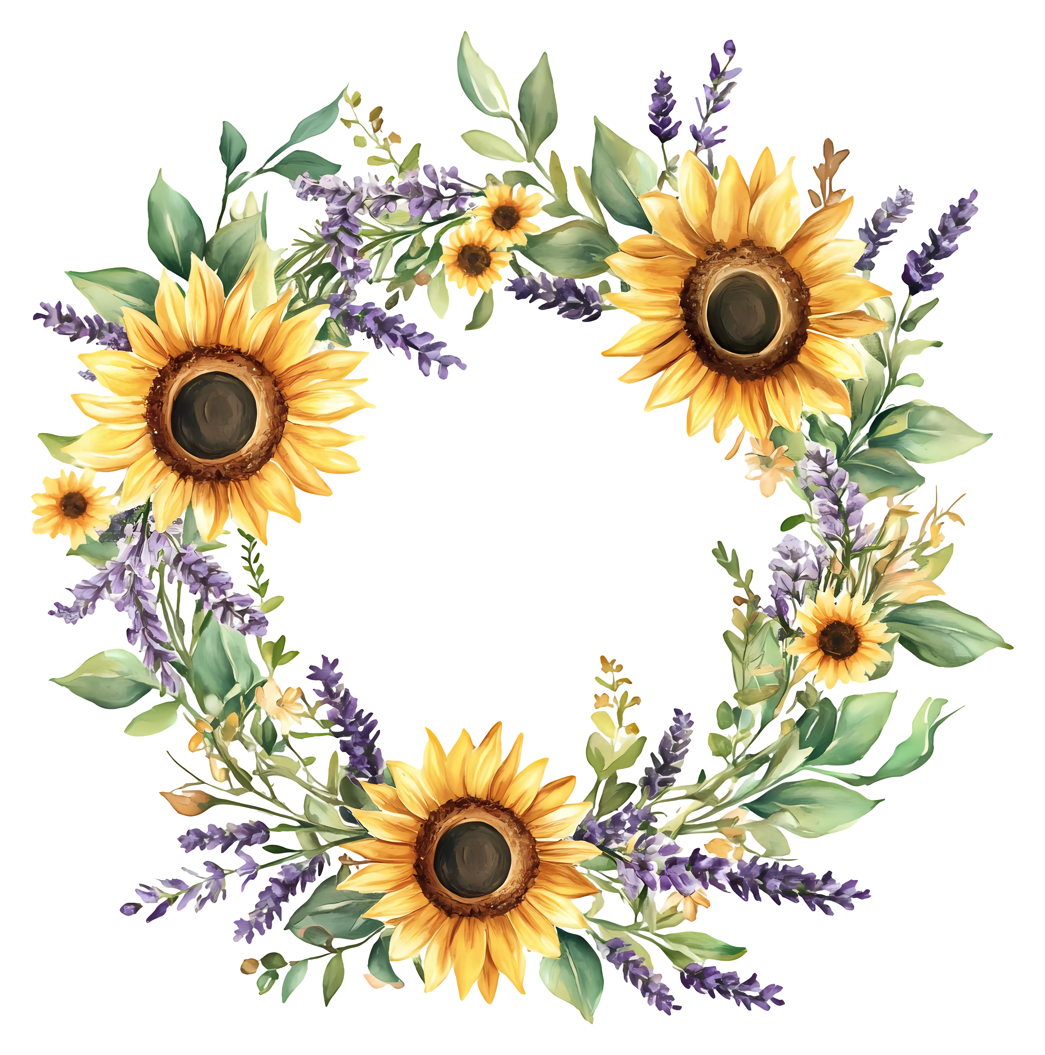 Decorative Sunflower Wreath with Lavender