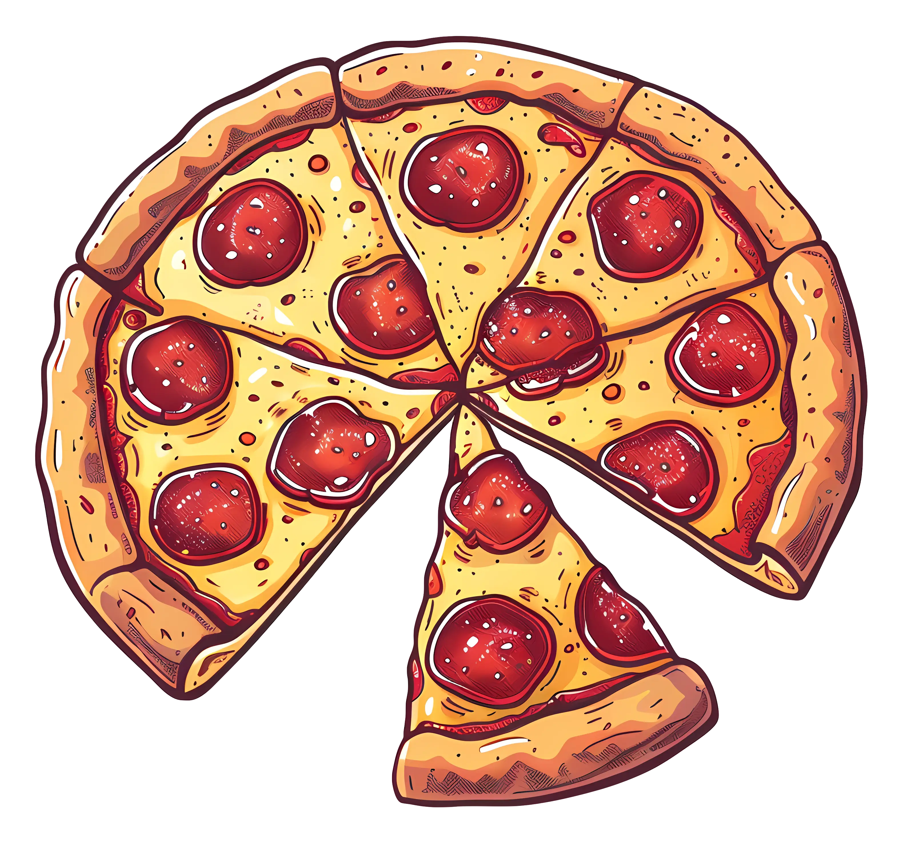 Pepperoni Pizza with Detailed Illustration