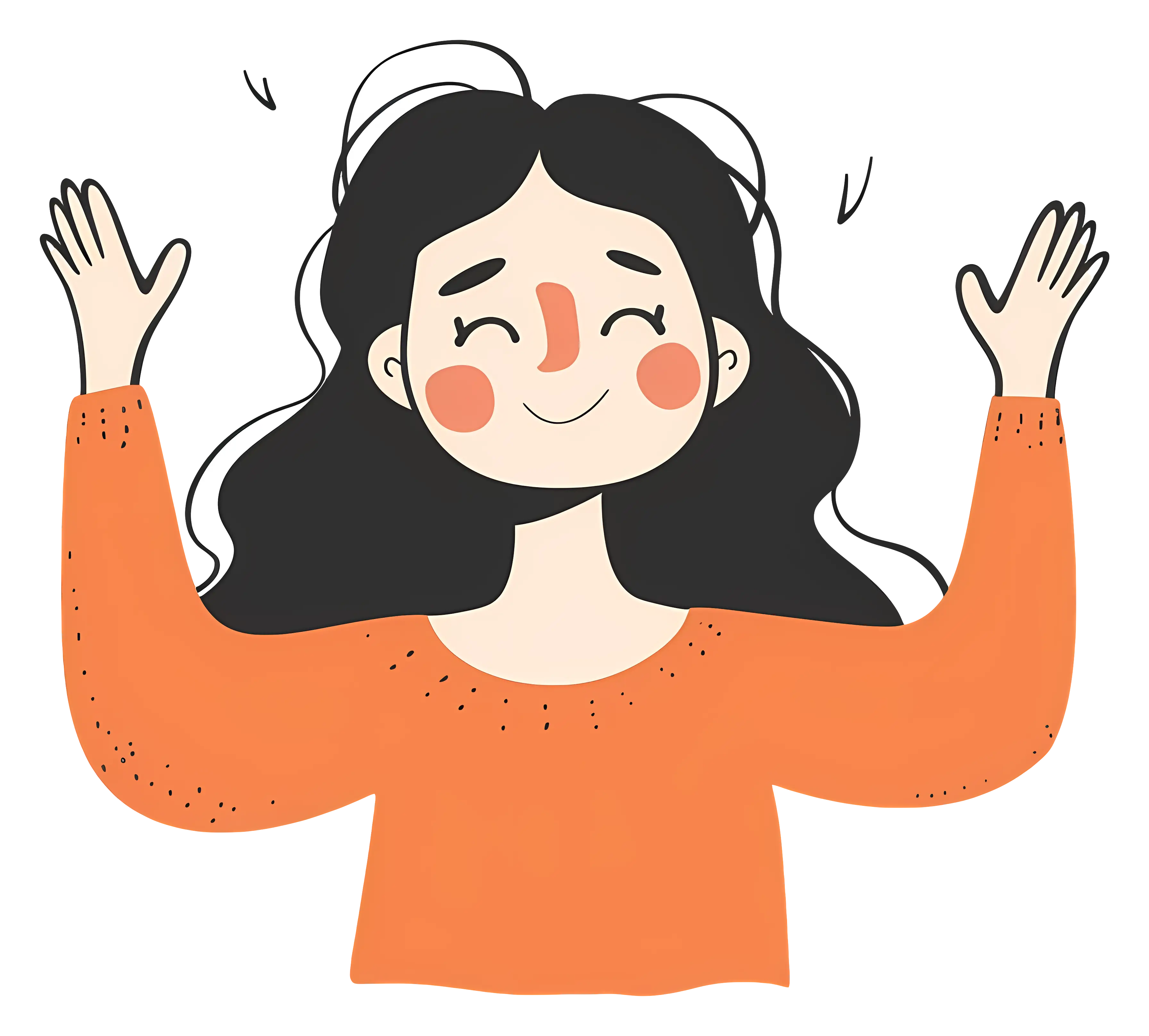 Happy Girl Raising Hands in Joy