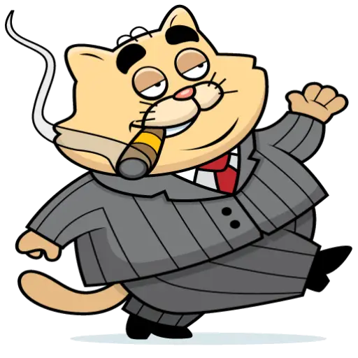 Cartoon Cat in Suit with Cigar