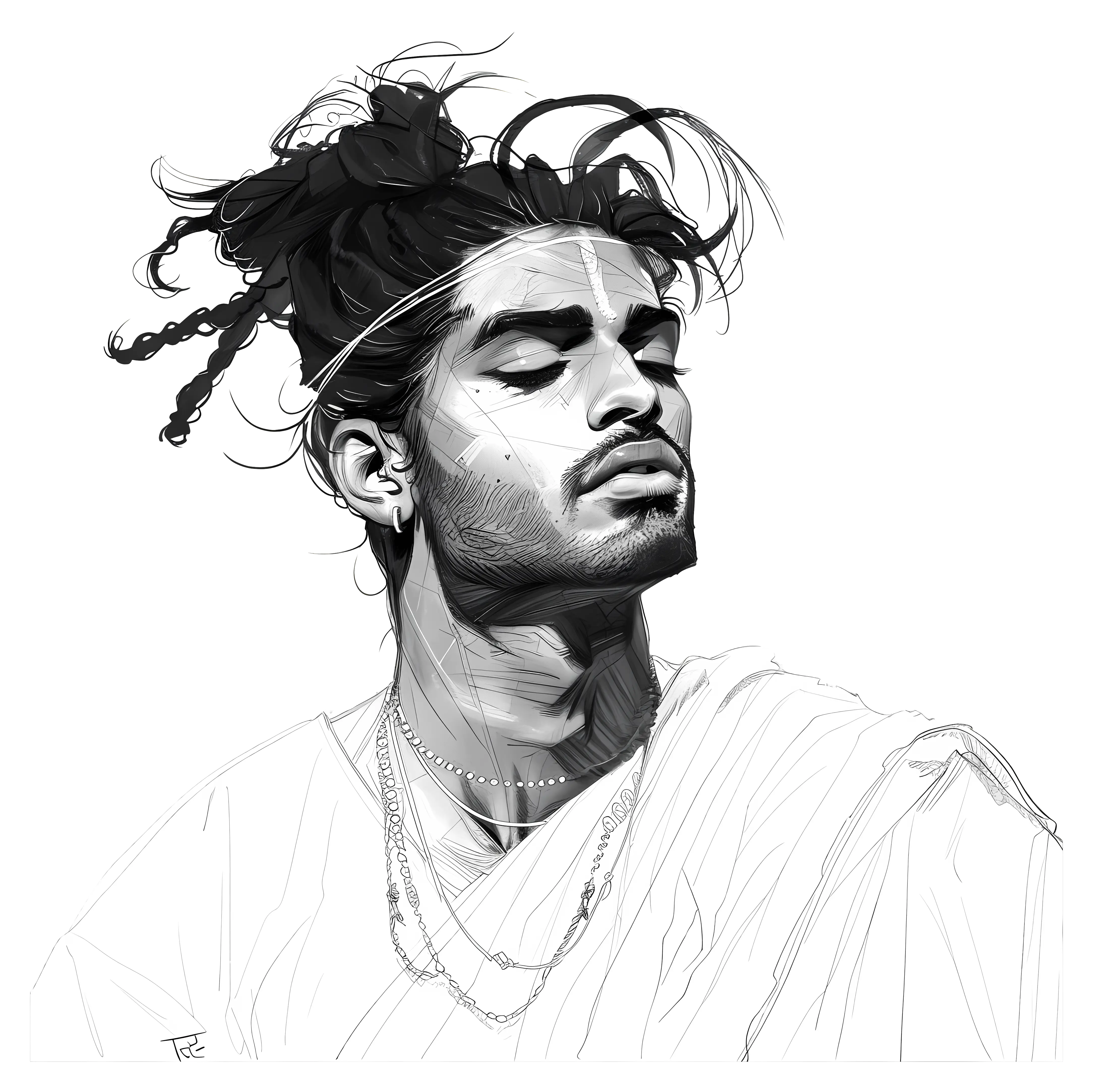 Monochrome Sketch of a Man