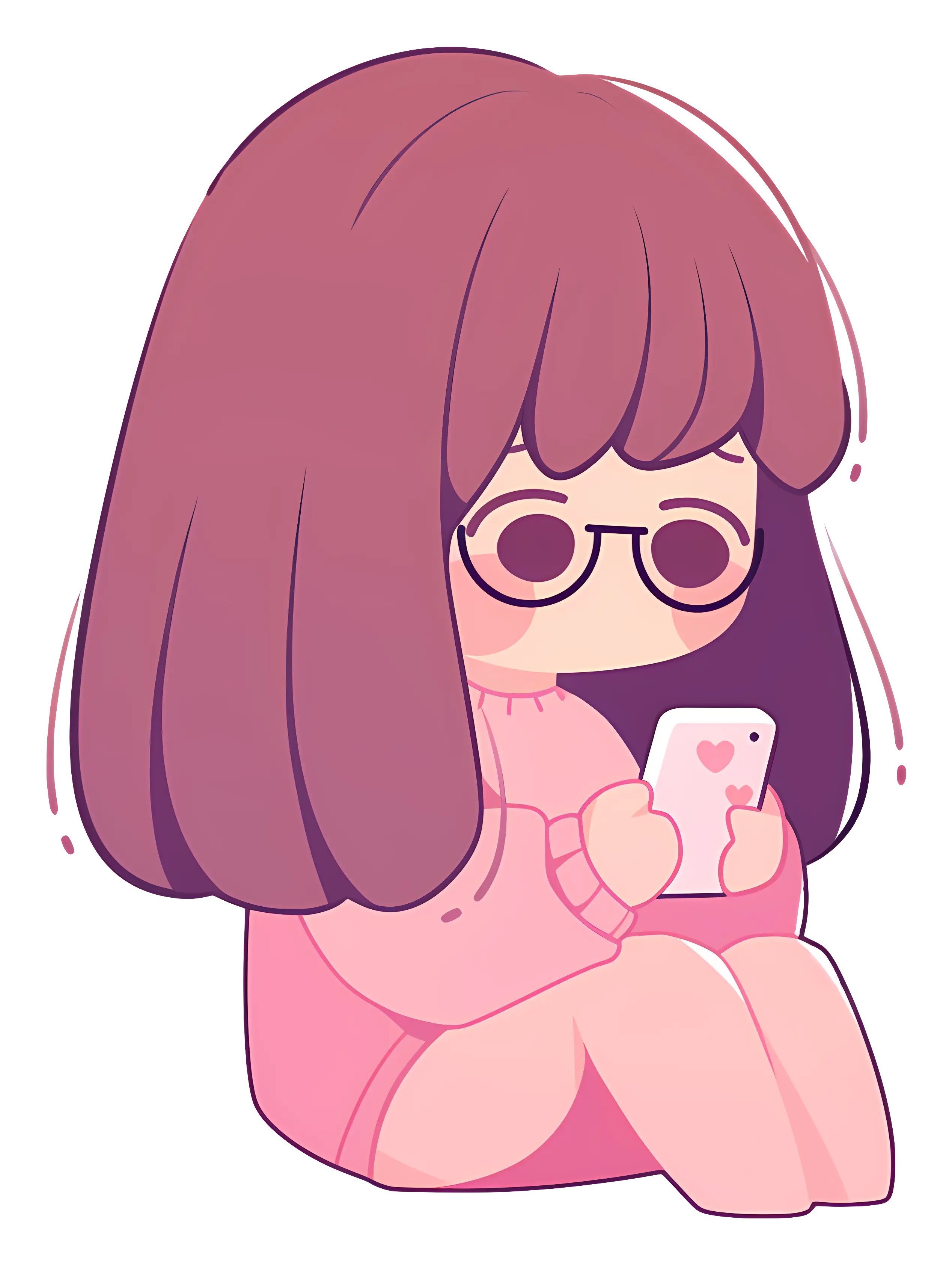 Cartoon Girl with Phone