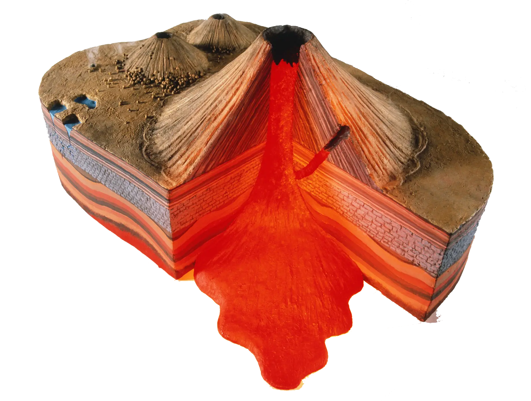 Cross-Section of an Erupting Volcano