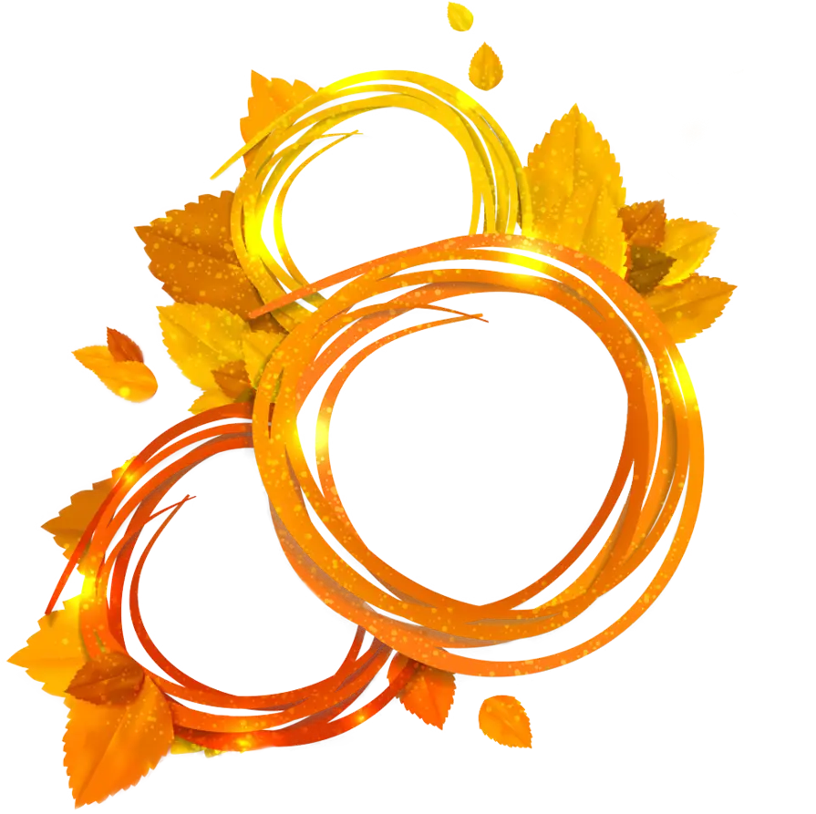 Fall Leaves with Golden Circles Illustration