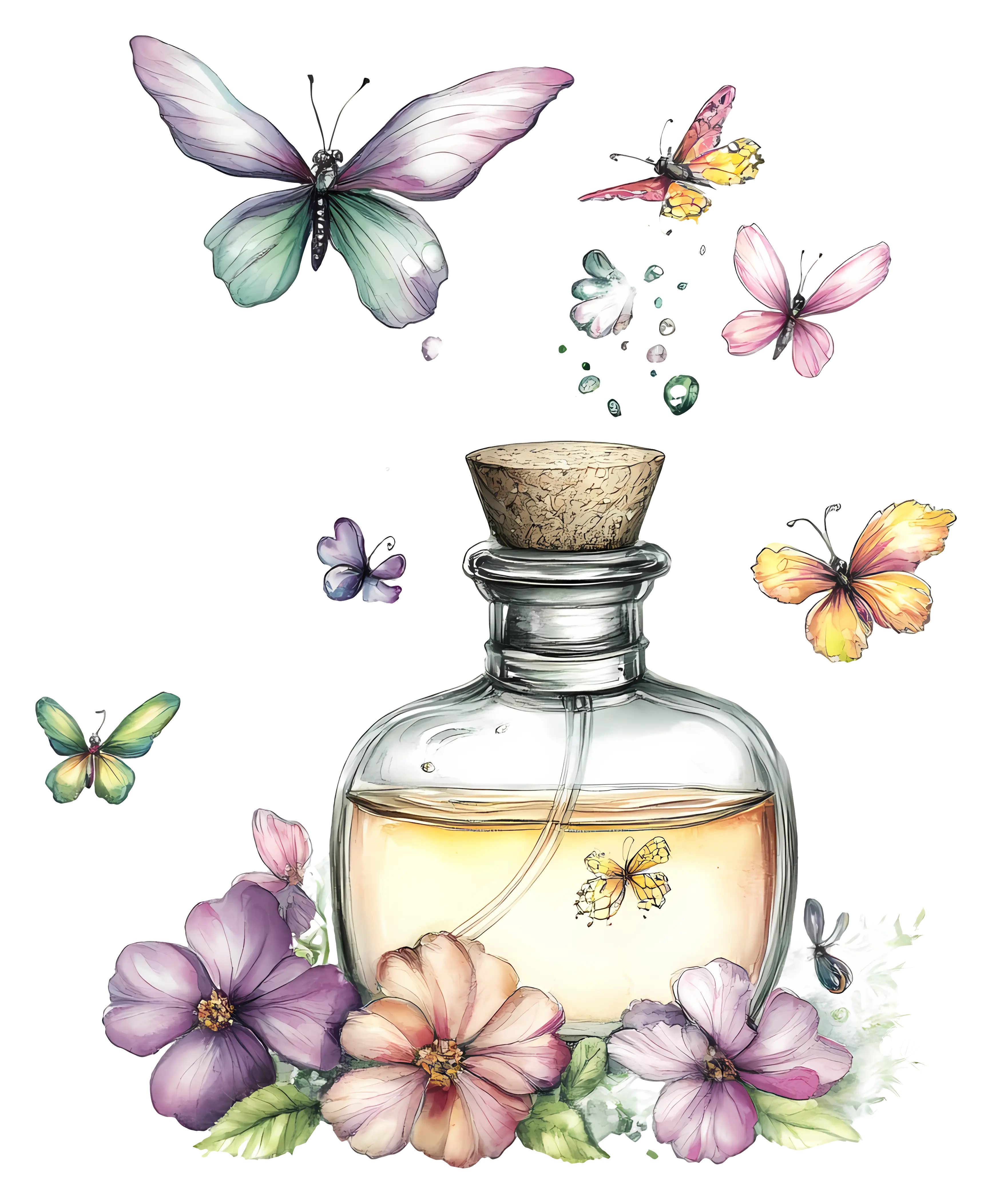 Floral Perfume and Butterflies