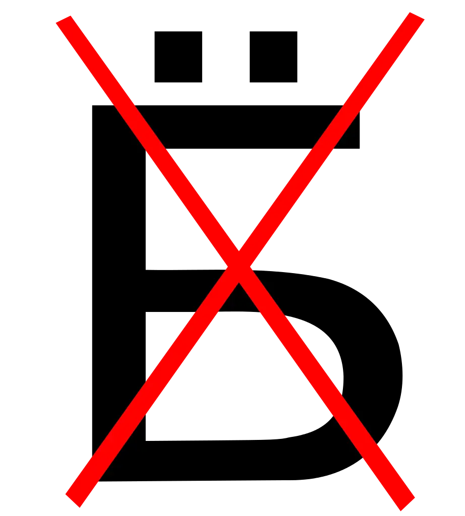 Crossed out letter symbol