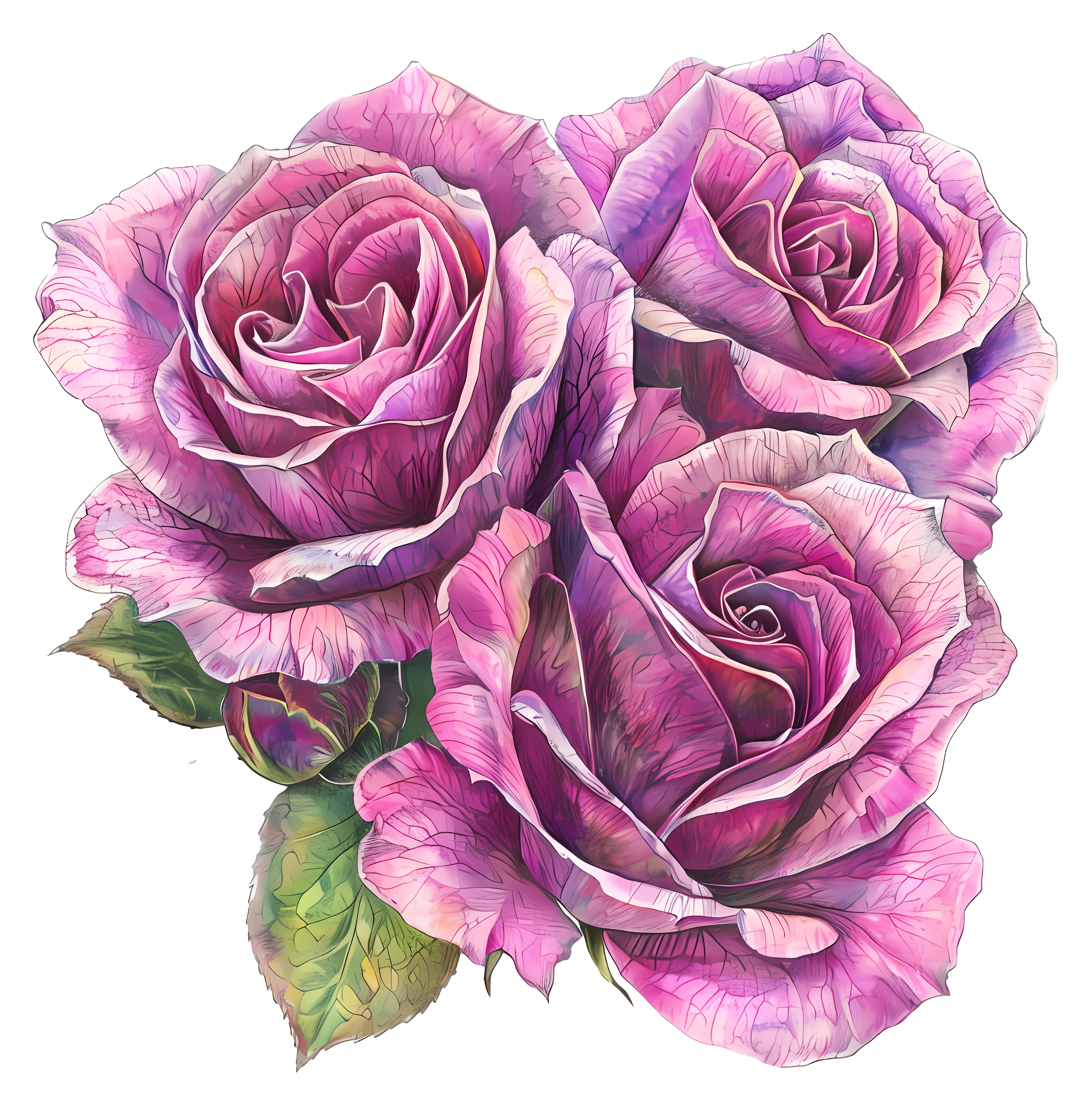 Violet Roses Watercolor Painting