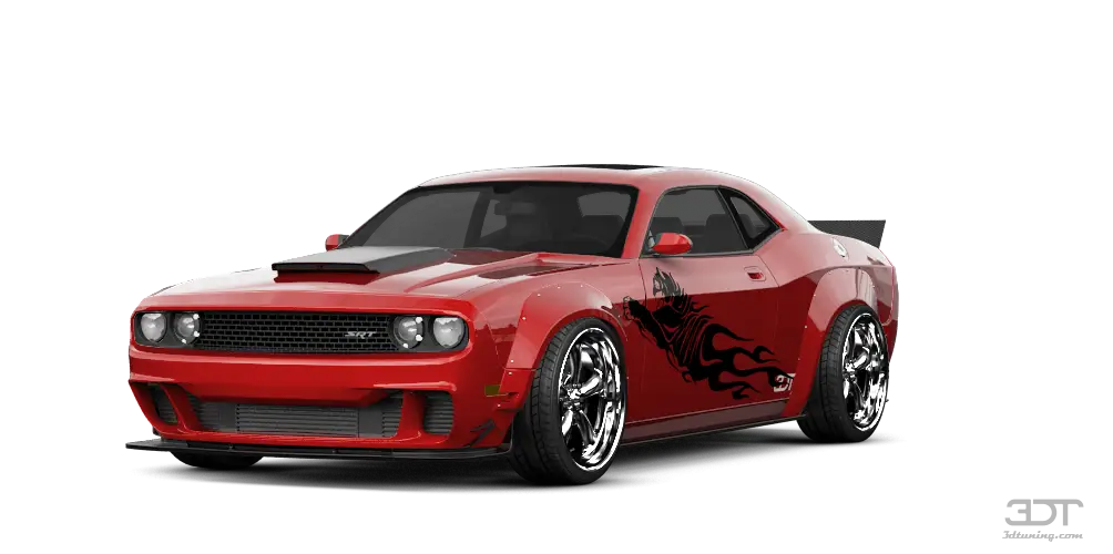 Red Sports Car with Custom Flame Graphics