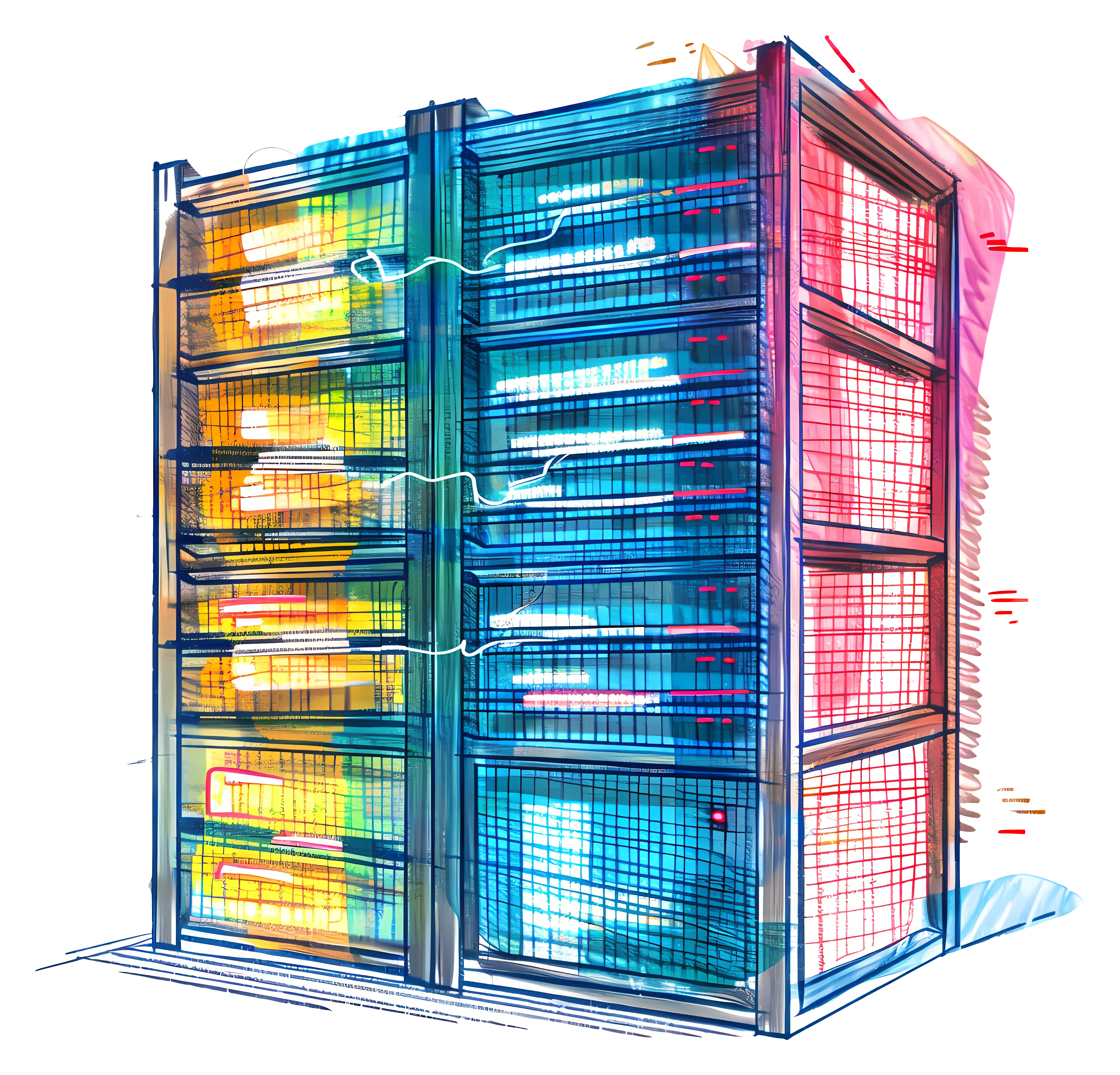 Colorful Server Rack Illustration