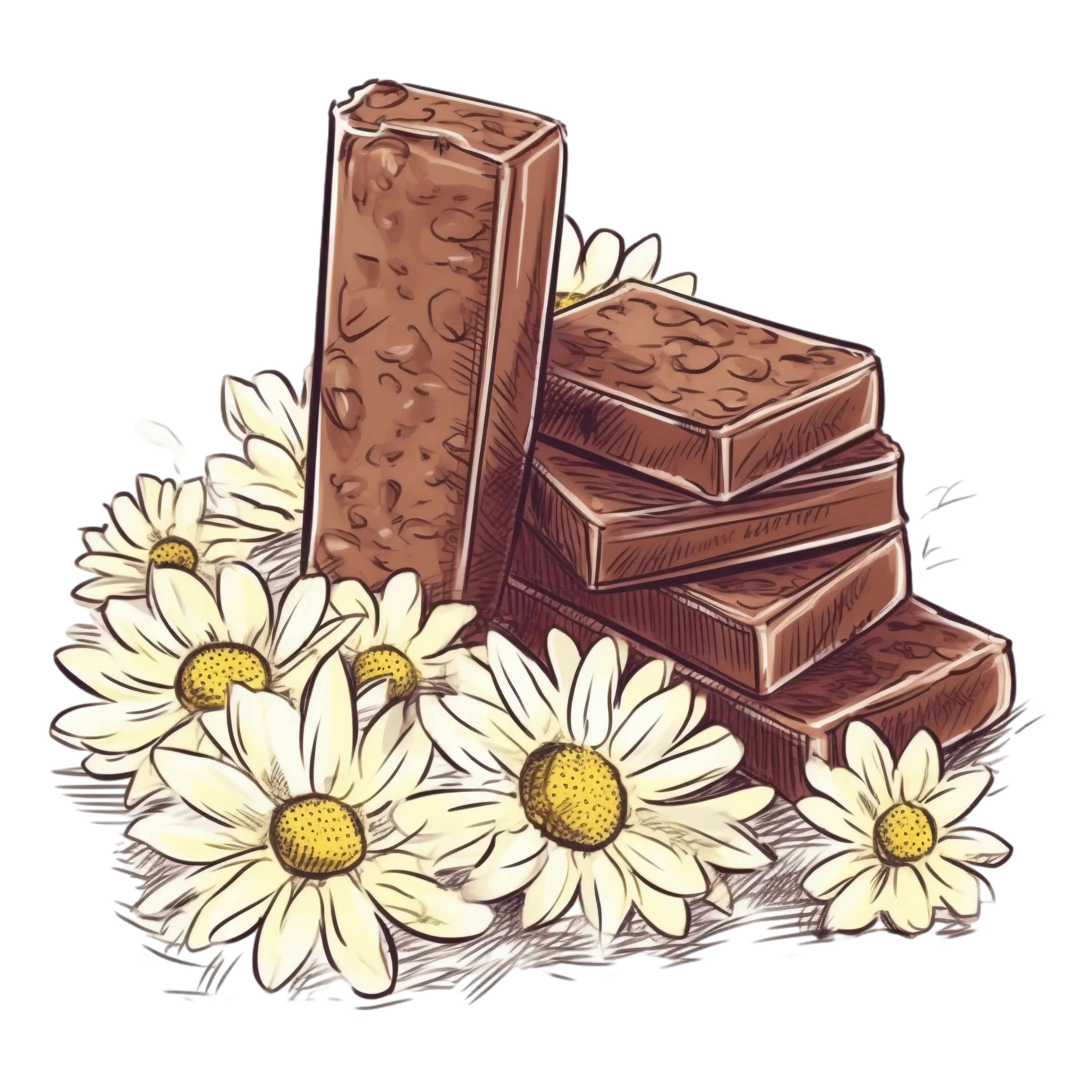 Chocolate Bars with Daisies Illustration