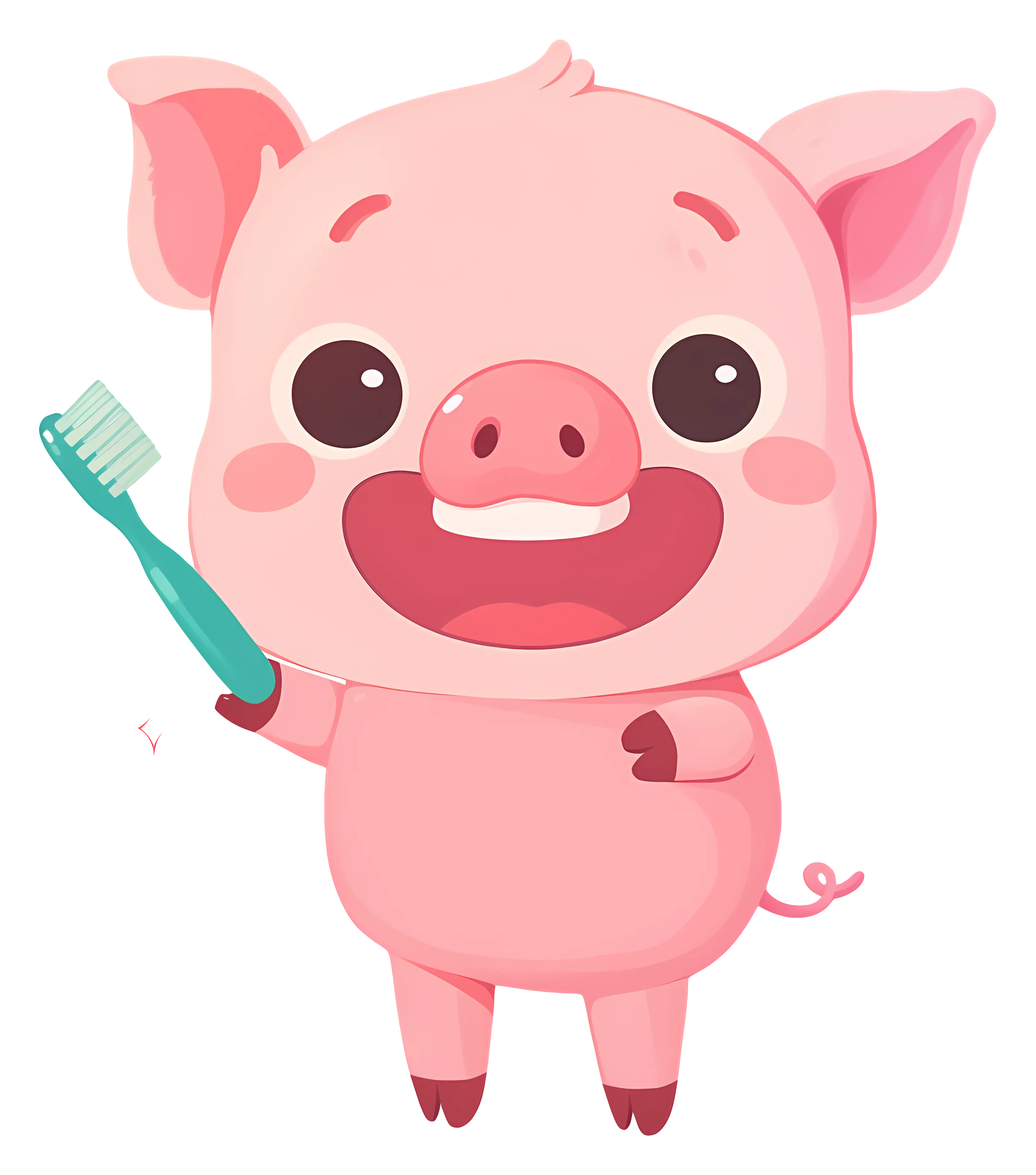 Pig Holding a Toothbrush