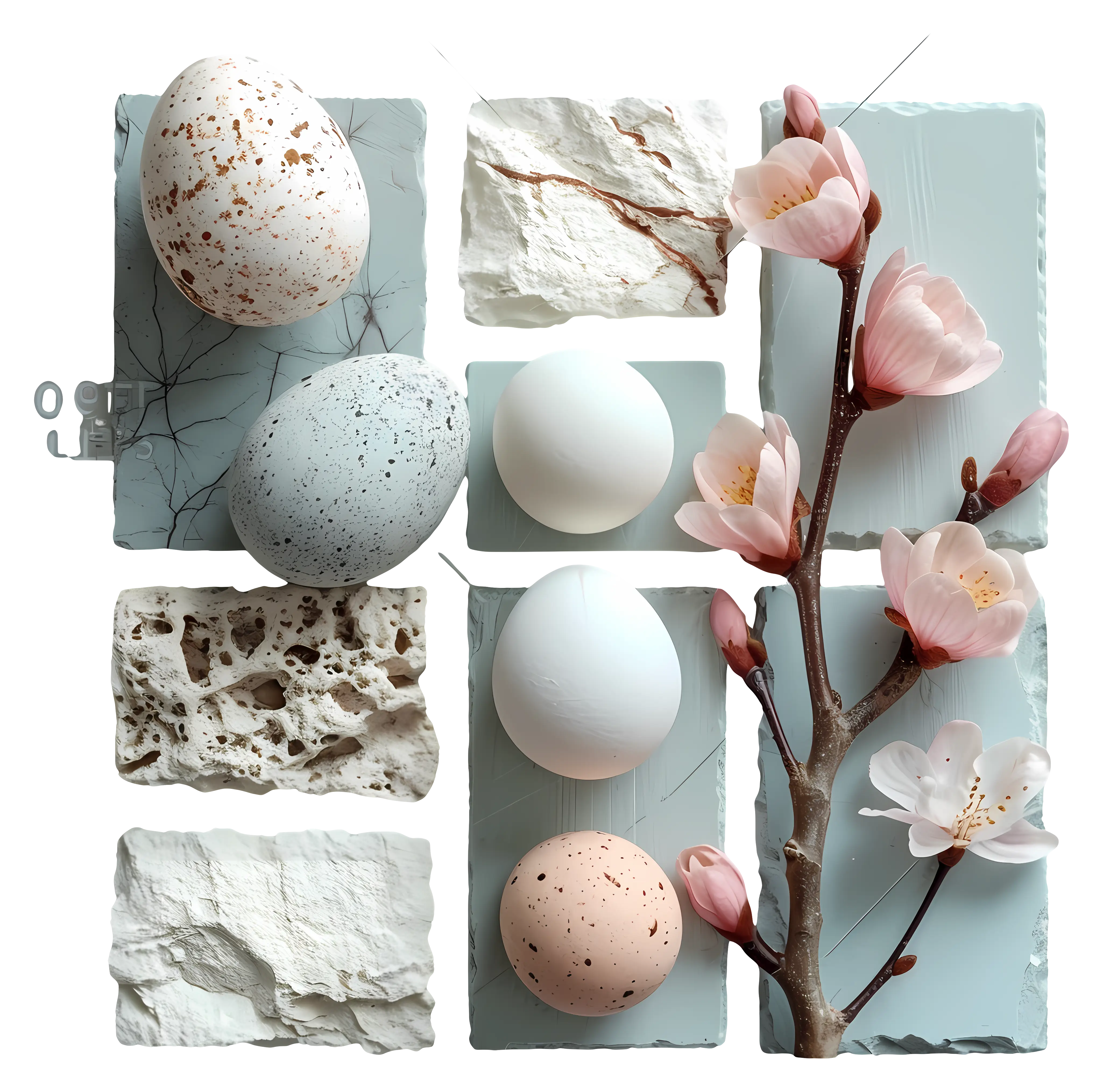Decorative Easter Eggs and Flowers