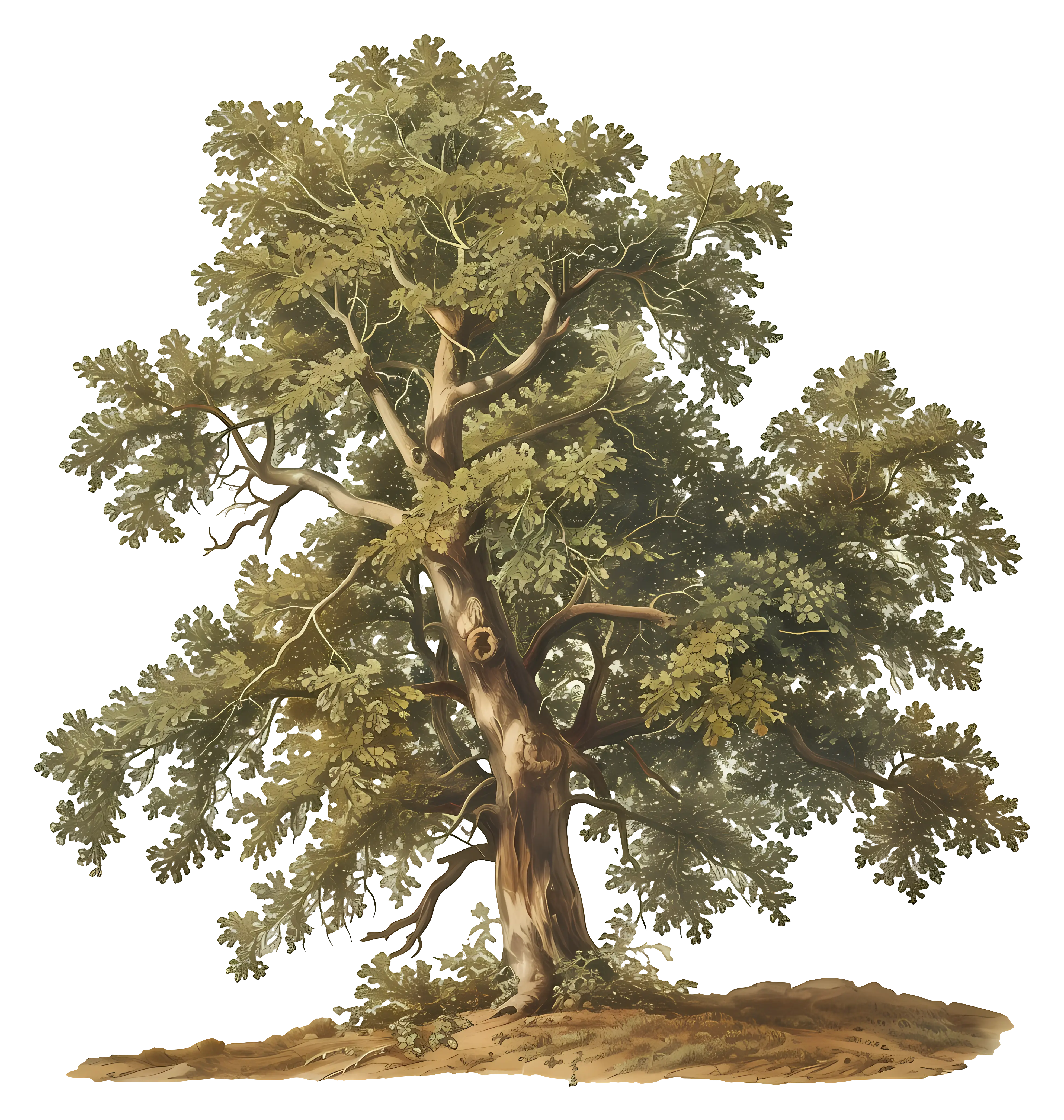 Large Oak Tree Illustration