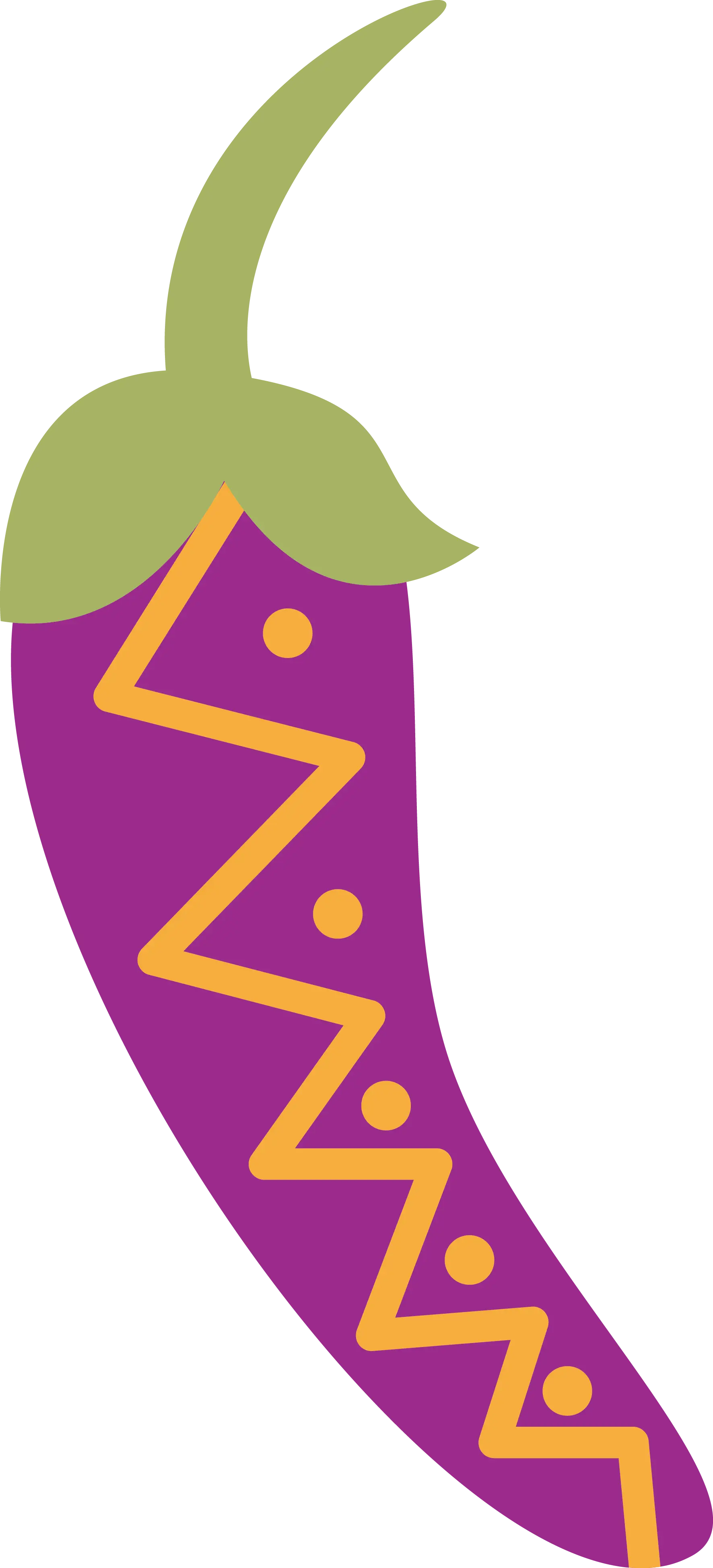 Purple Chili Pepper with Green Stem