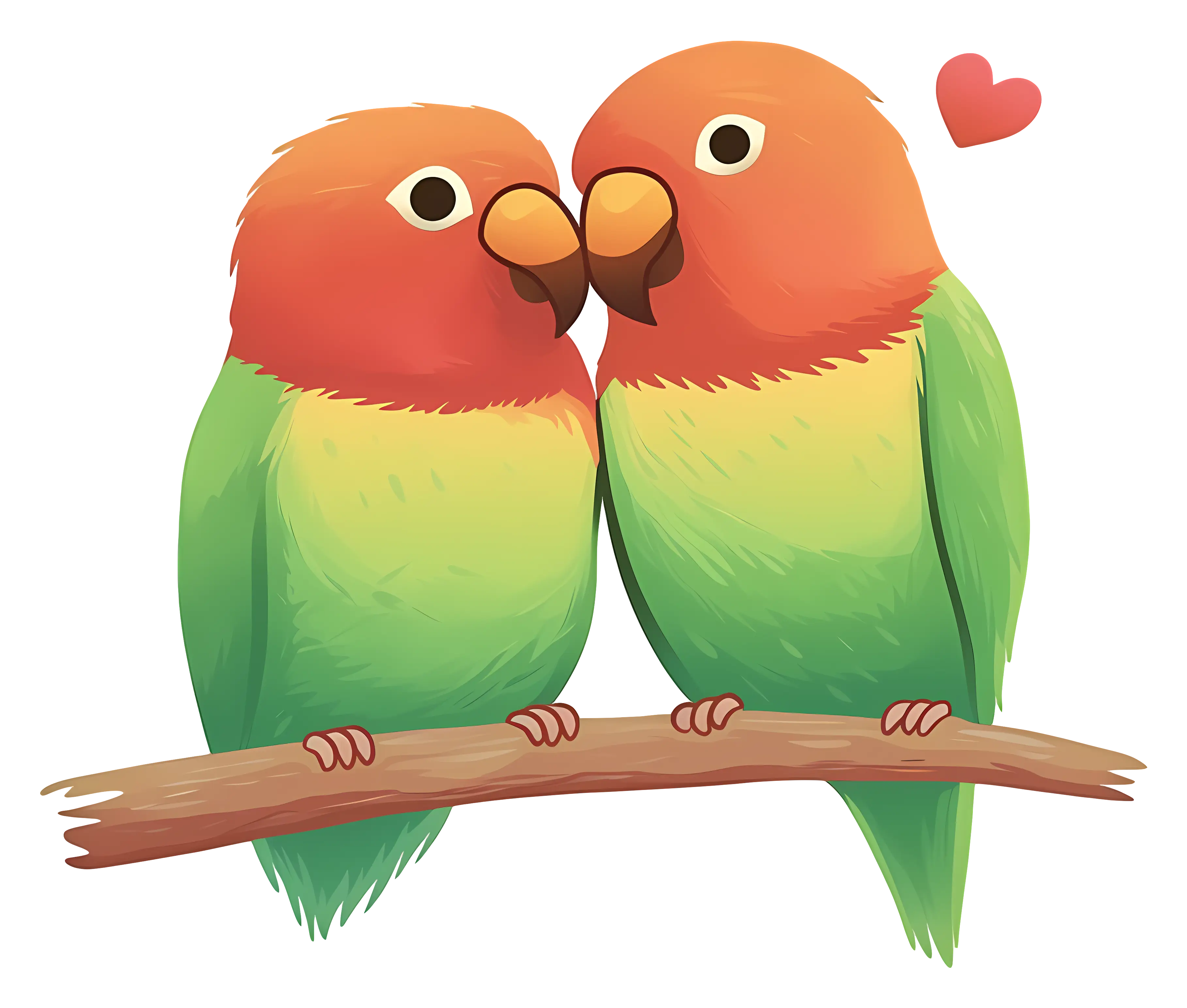 Colorful Lovebirds with Romantic Heart