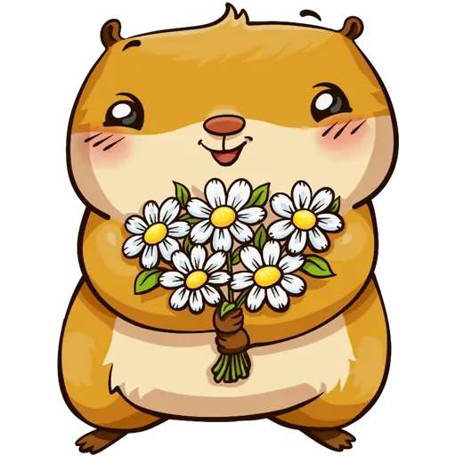 Cute Hamster with Flowers