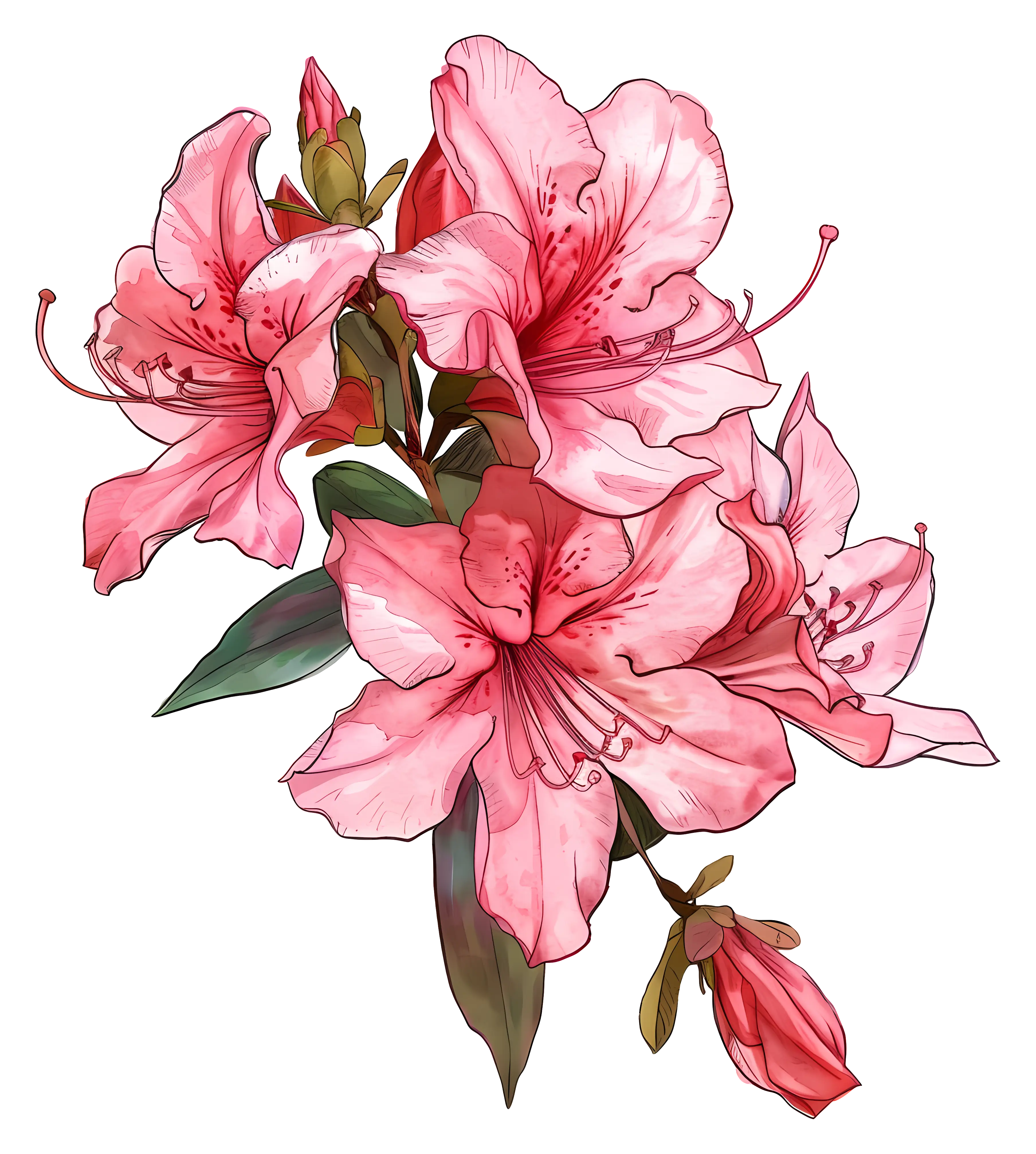 Beautiful Pink Azalea Flower Illustration