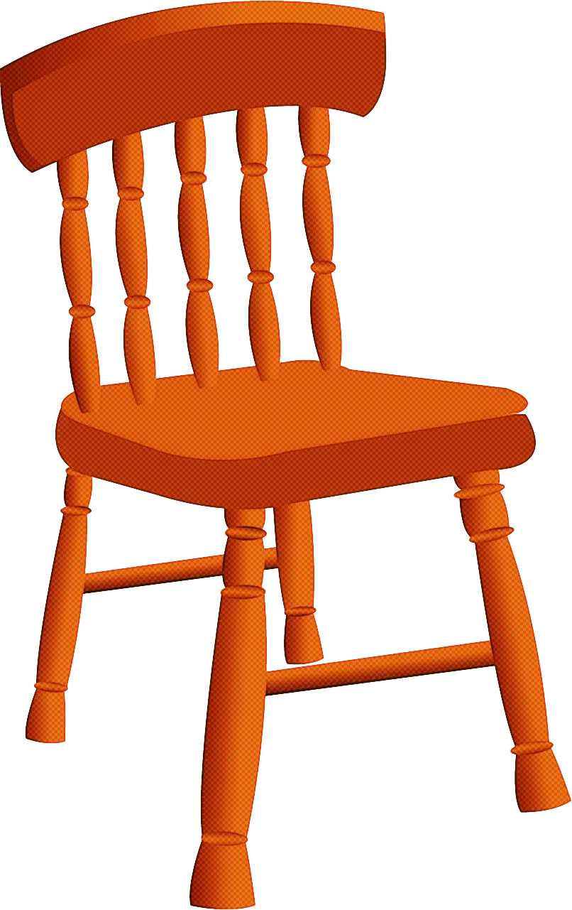 Stylish Orange Wooden Chair Illustration