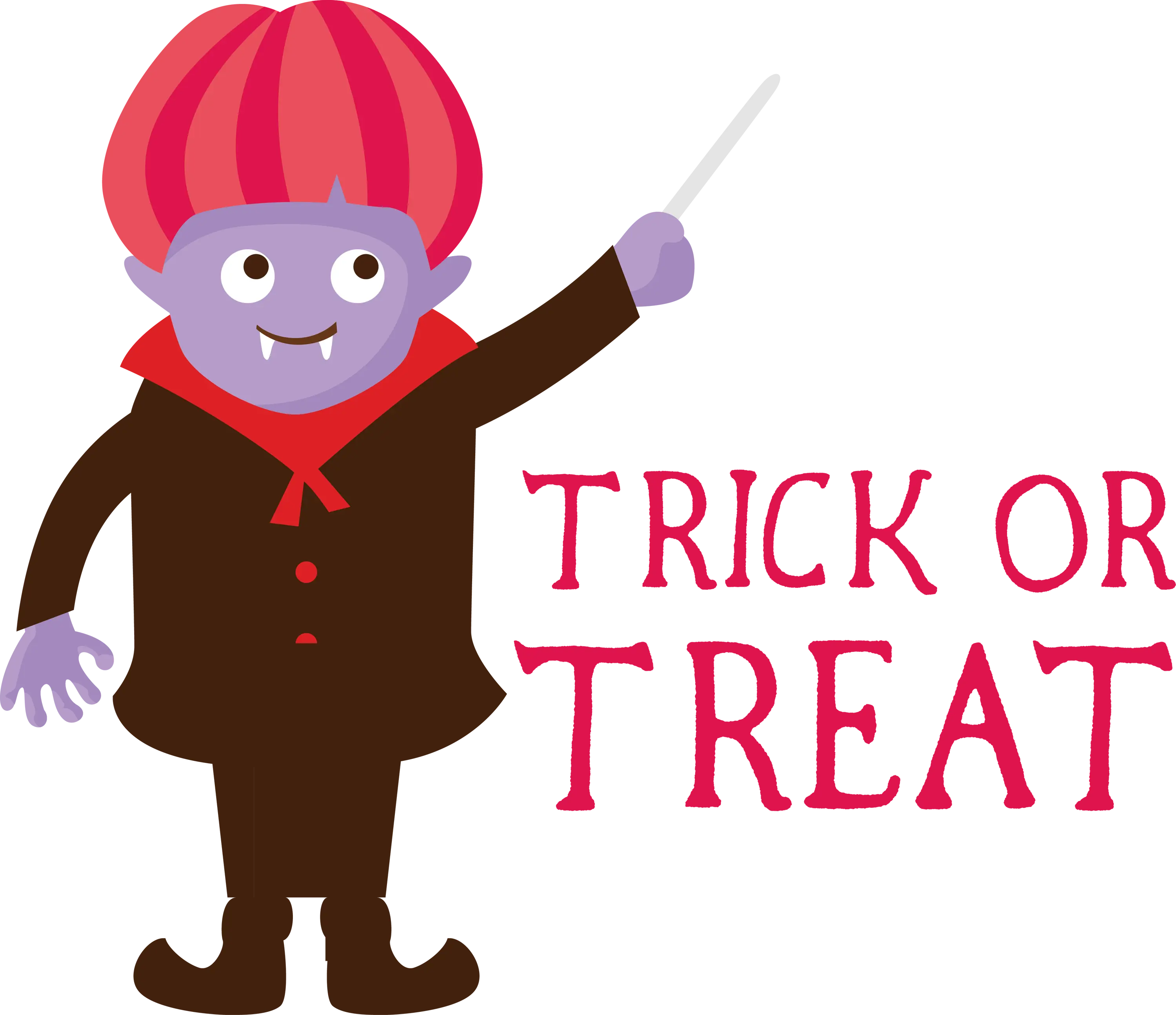 Vampire Cartoon with Trick or Treat Sign