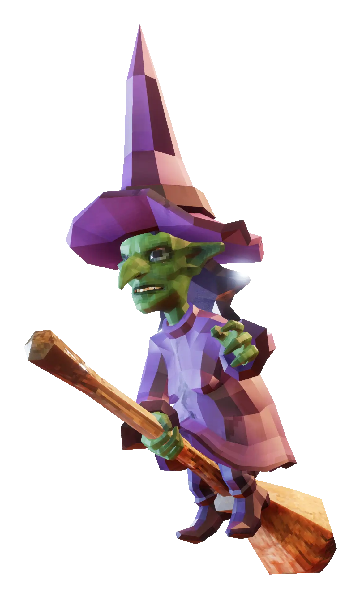 Green Witch on Broomstick