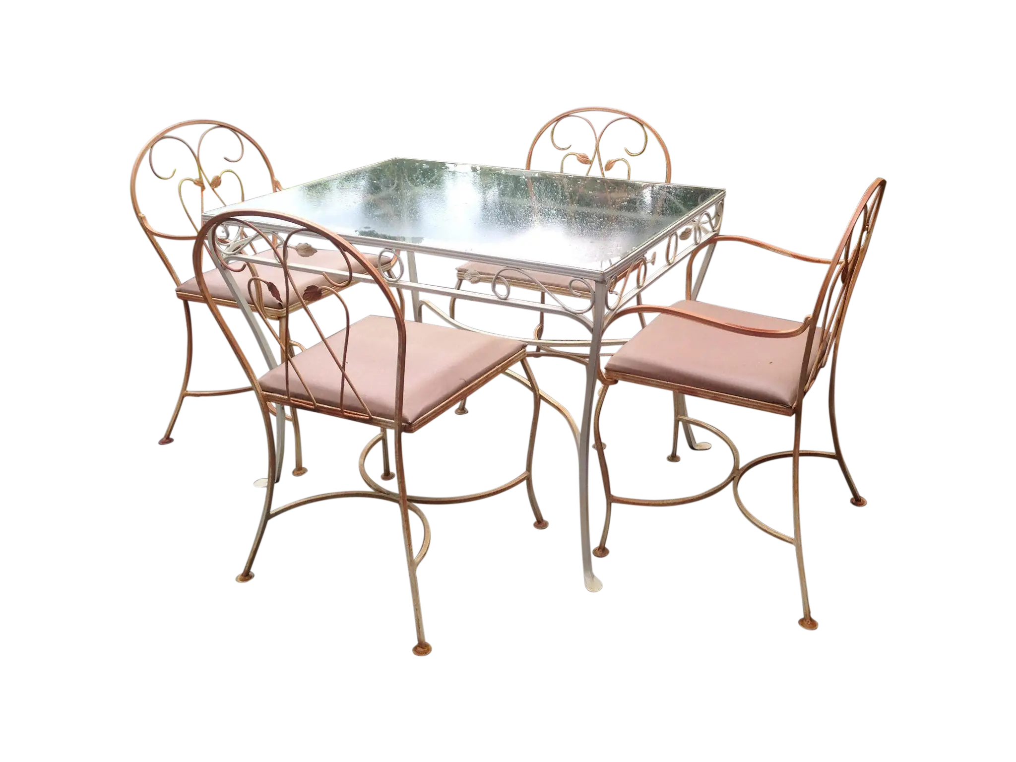Metal and Glass Dining Table with Chairs
