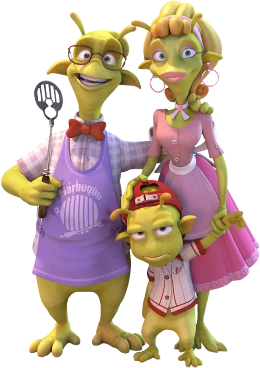 Cartoon Alien Family